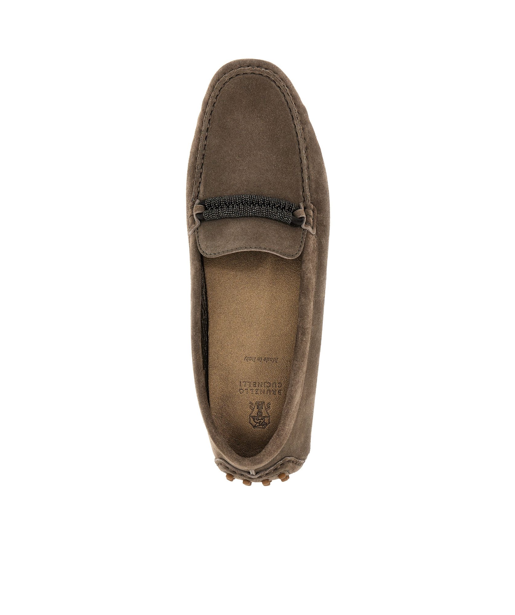 Brunello Cucinelli Buckle Loafers With Studded Sole And Suede Upper In Brown