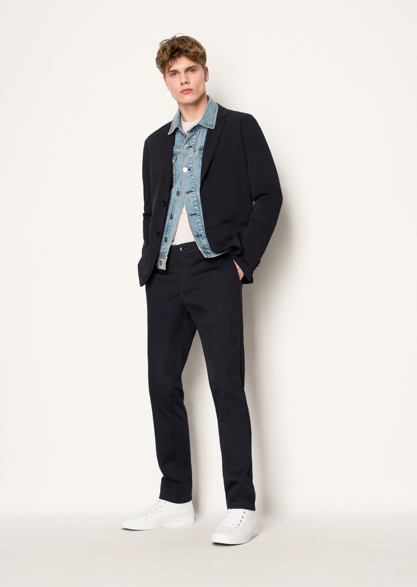 Armani Exchange Official Store Slim Fit Trousers In Ultra Stretch Twill In Black