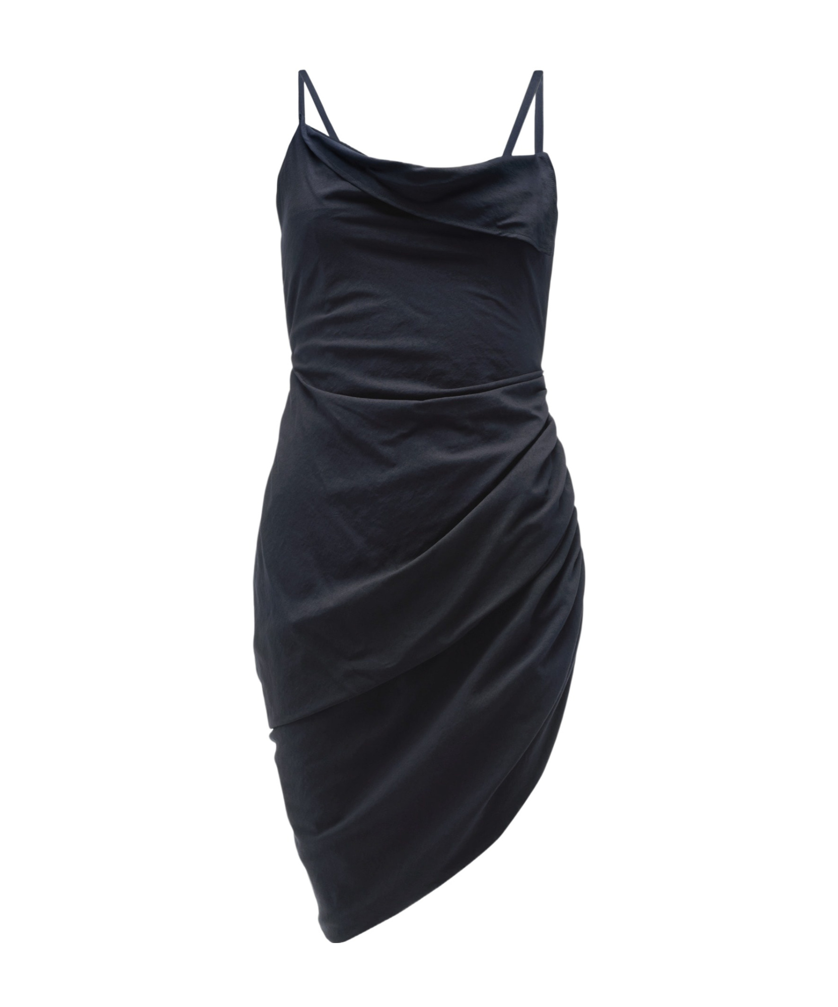 Jacquemus Asymmetrical Pendant Mini Dress In Black