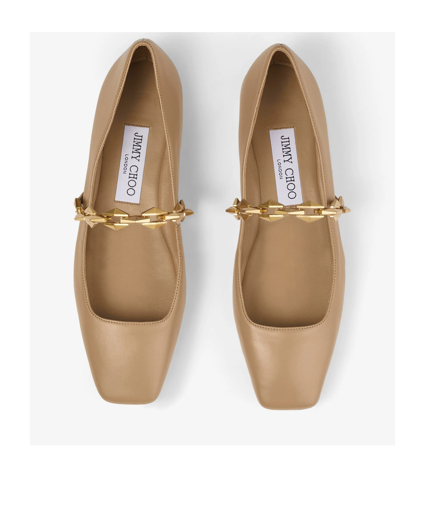 Jimmy Choo Beige Diamond Tilda Ballerina Flats In Nude