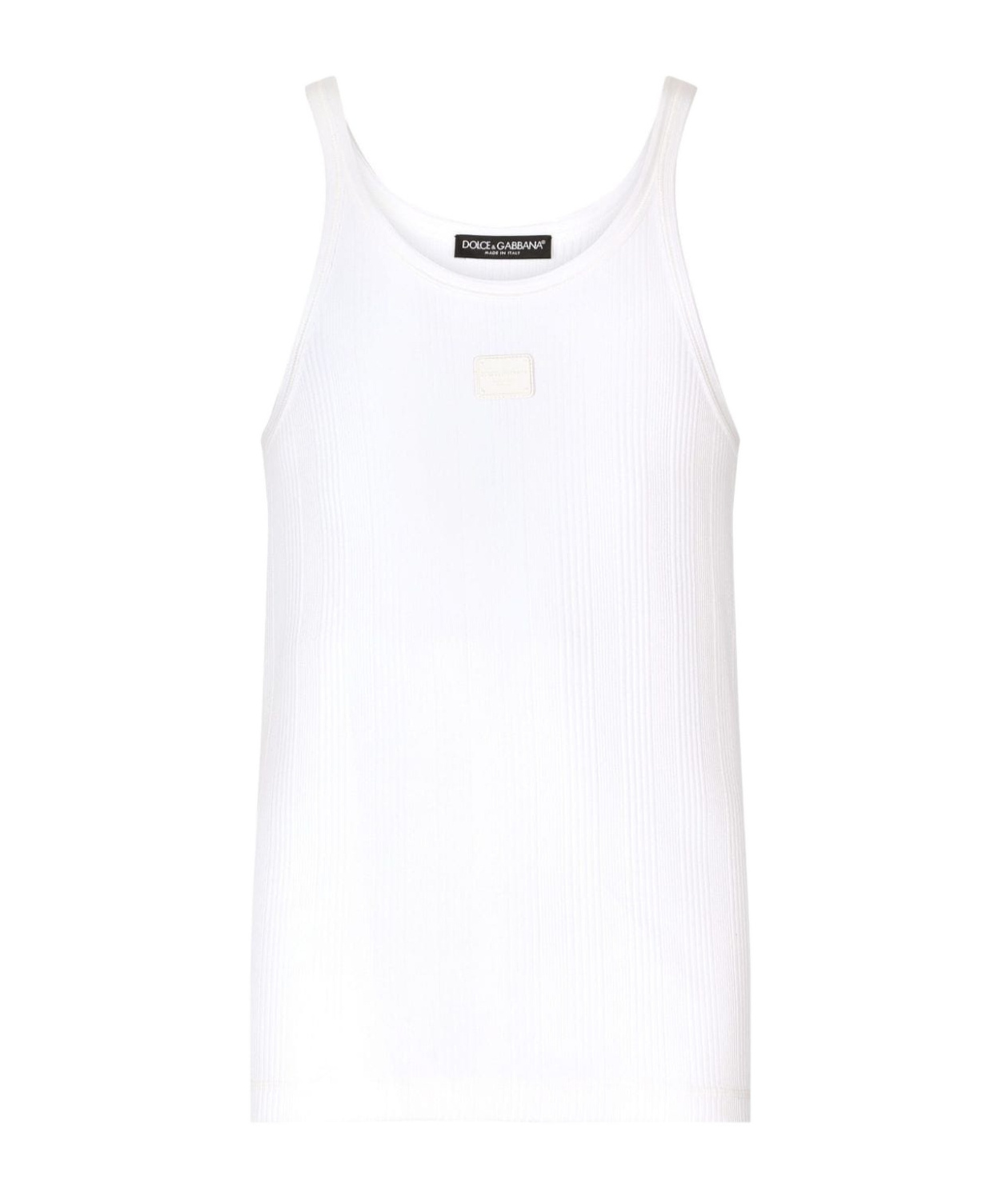 Shop Dolce & Gabbana Logo-plaque Ribbed Tank Top In White