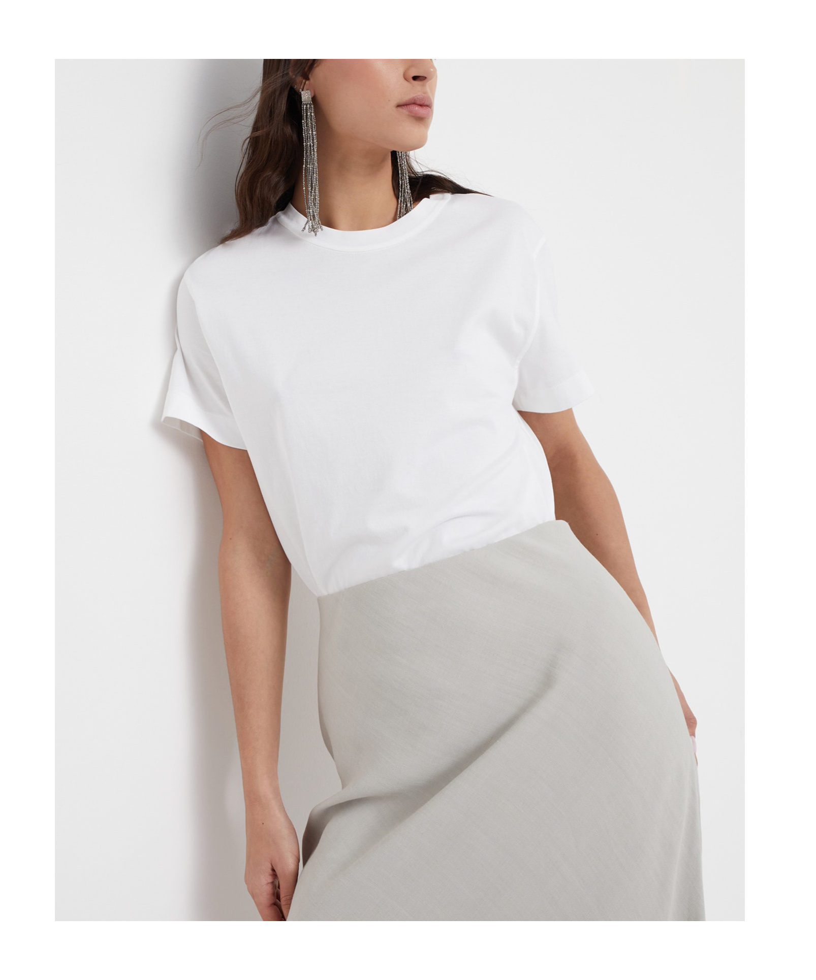 Brunello Cucinelli Versatile Crew Neck Short Sleeve Top In White