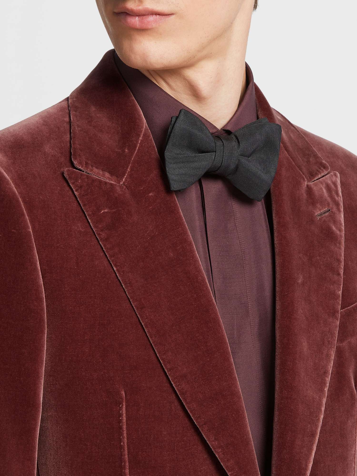 Zegna Velvet-effect Single-breasted Blazer In Burgundy