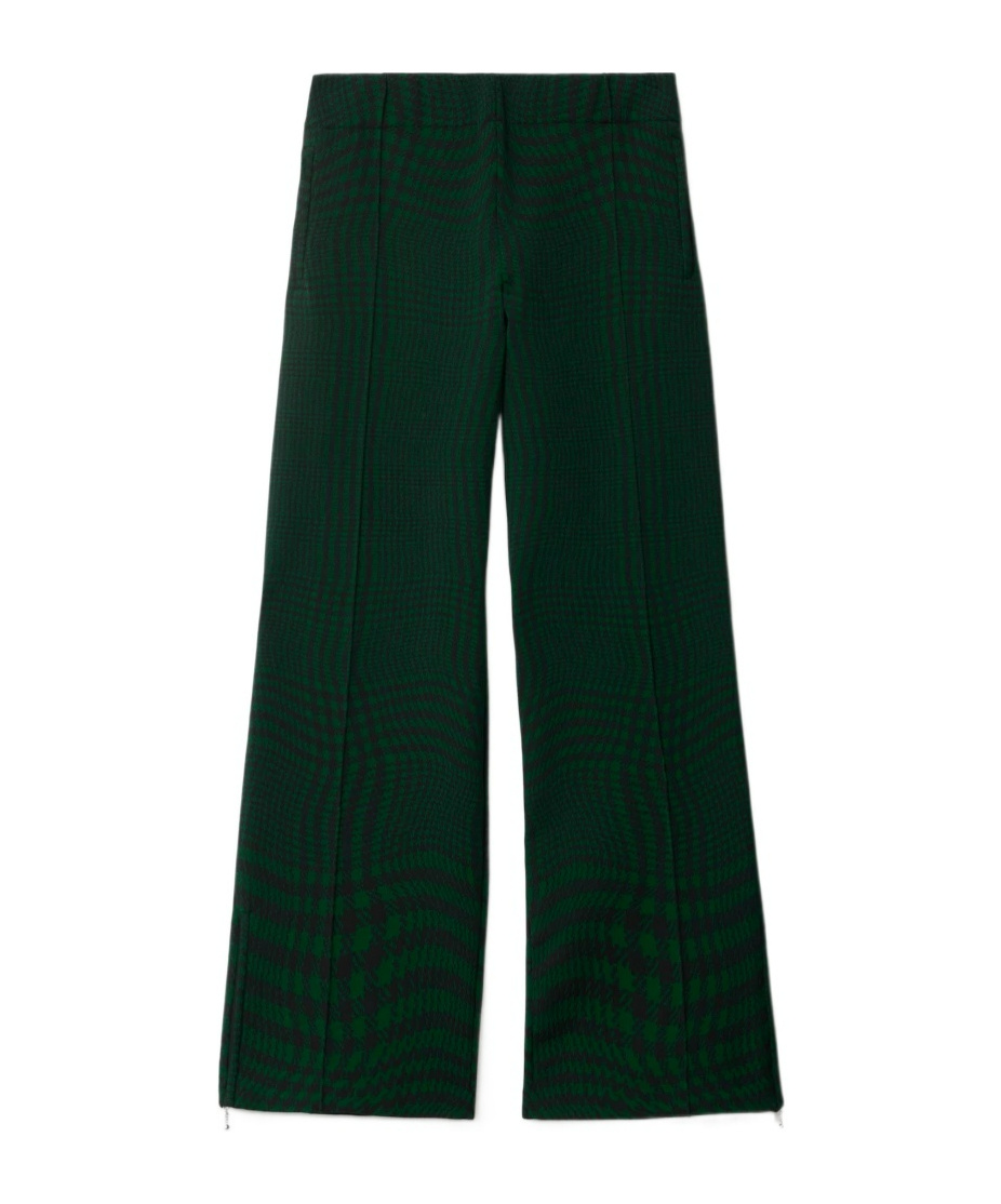 Burberry Houndstooth-pattern Wide-leg Trousers In Black