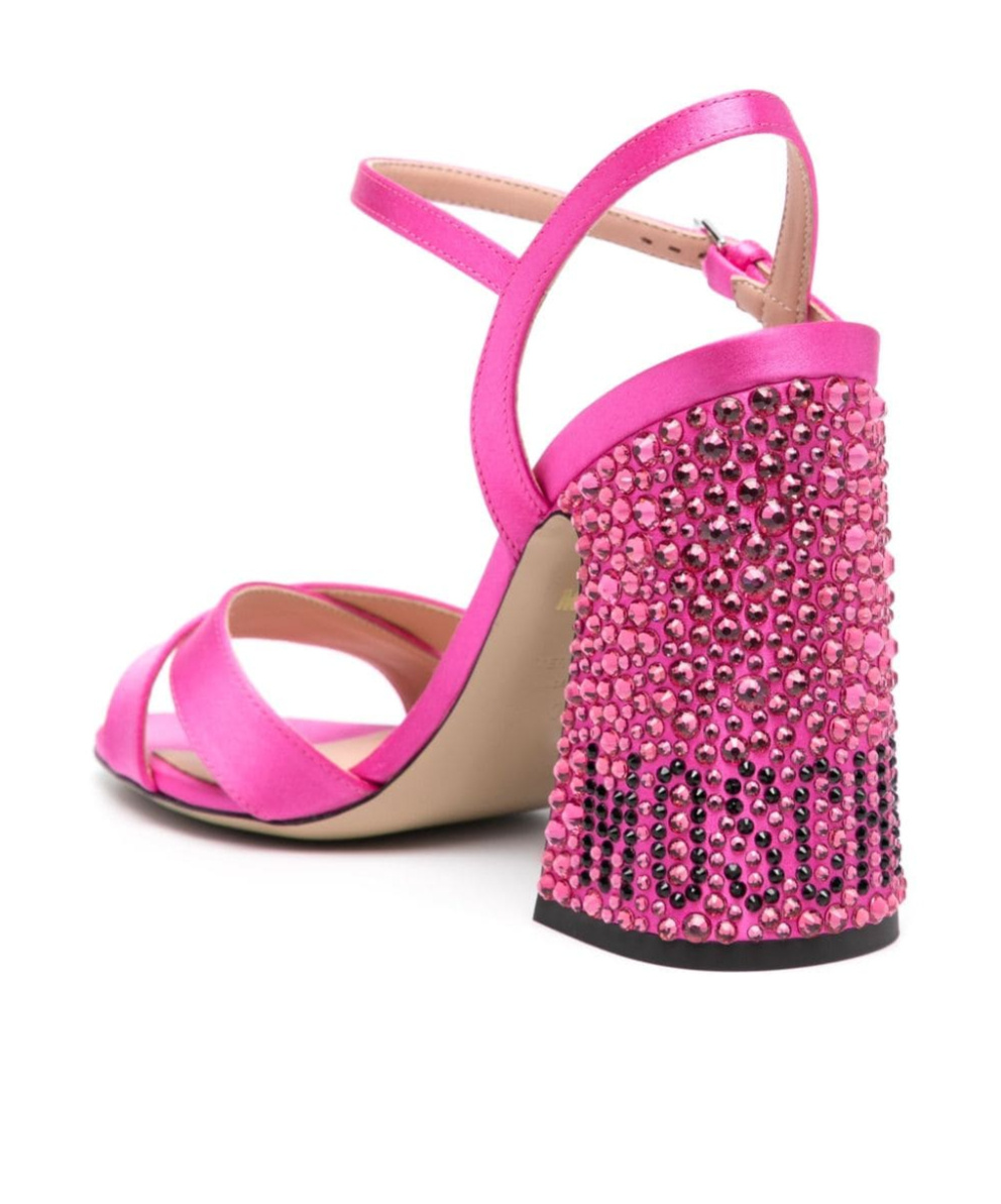 Moschino Crystal-embellished Block Heel Sandals In Pink