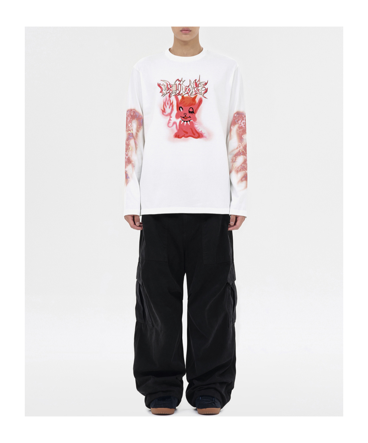 We11 Done T-shirt With Round Neck And Long Sleeves In White