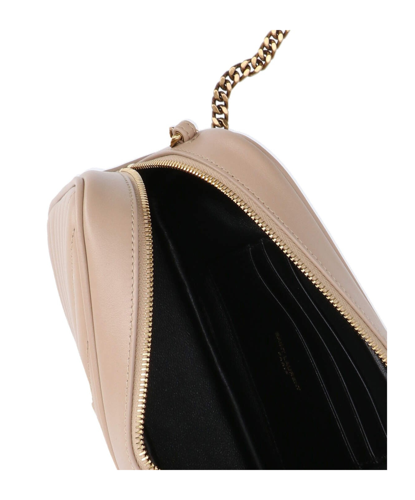 Saint Laurent Mini Lou Quilted Leather Crossbody Bag In Nude