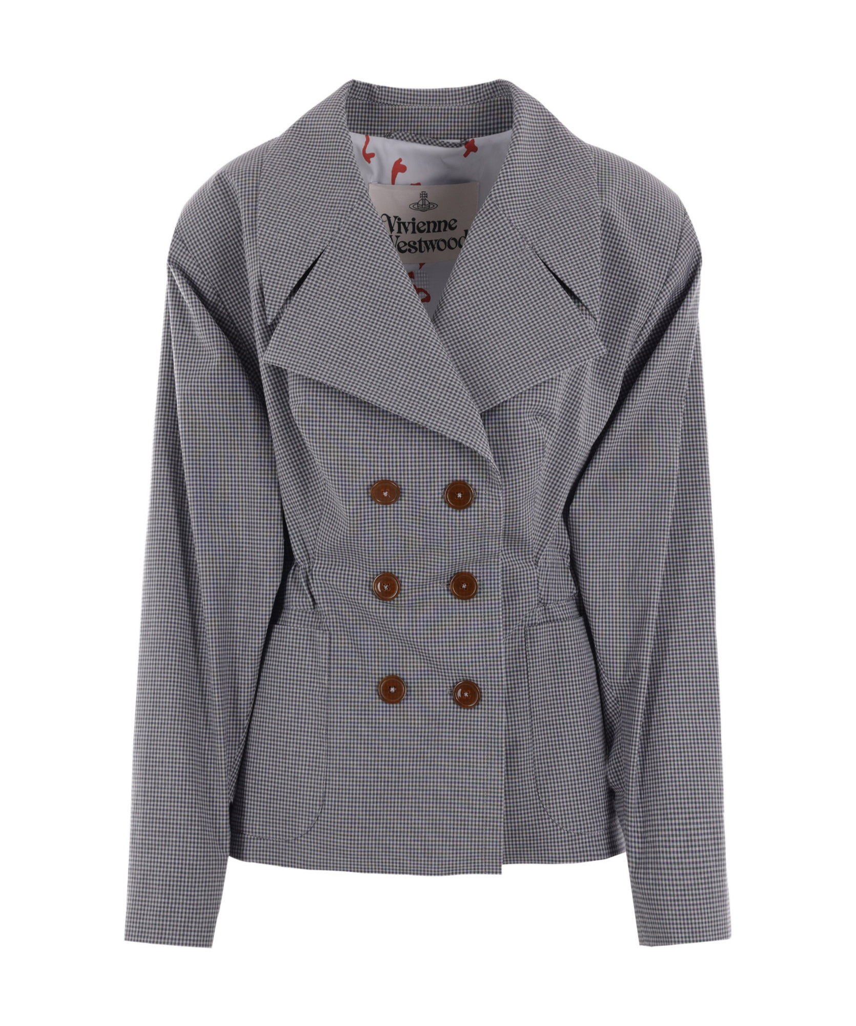 VIVIENNE WESTWOOD GINGHAM-CHECK ELASTICATED-WAIST BLAZER