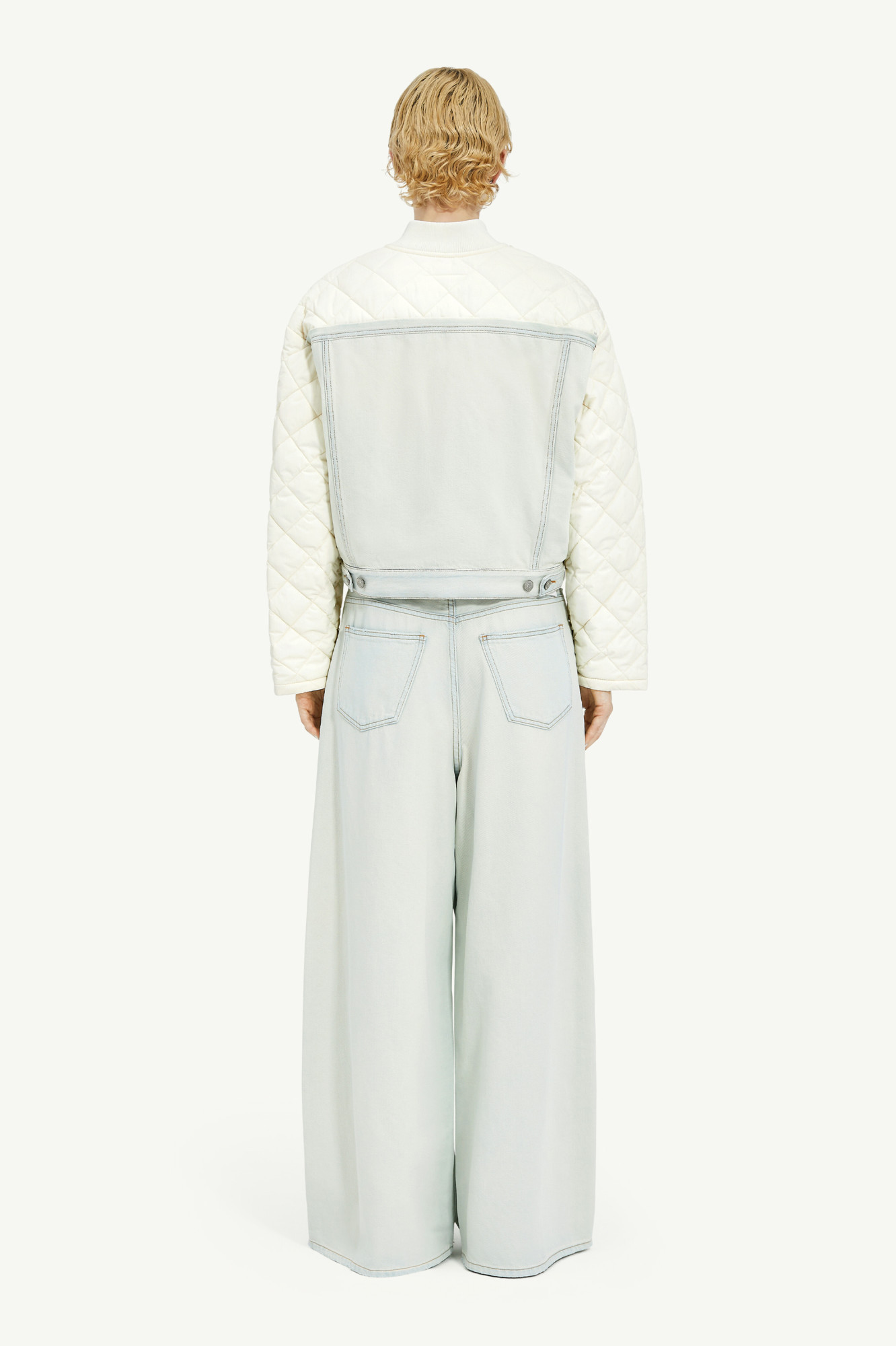 Mm6 Maison Margiela Diamond-quilted Denim Jacket In White