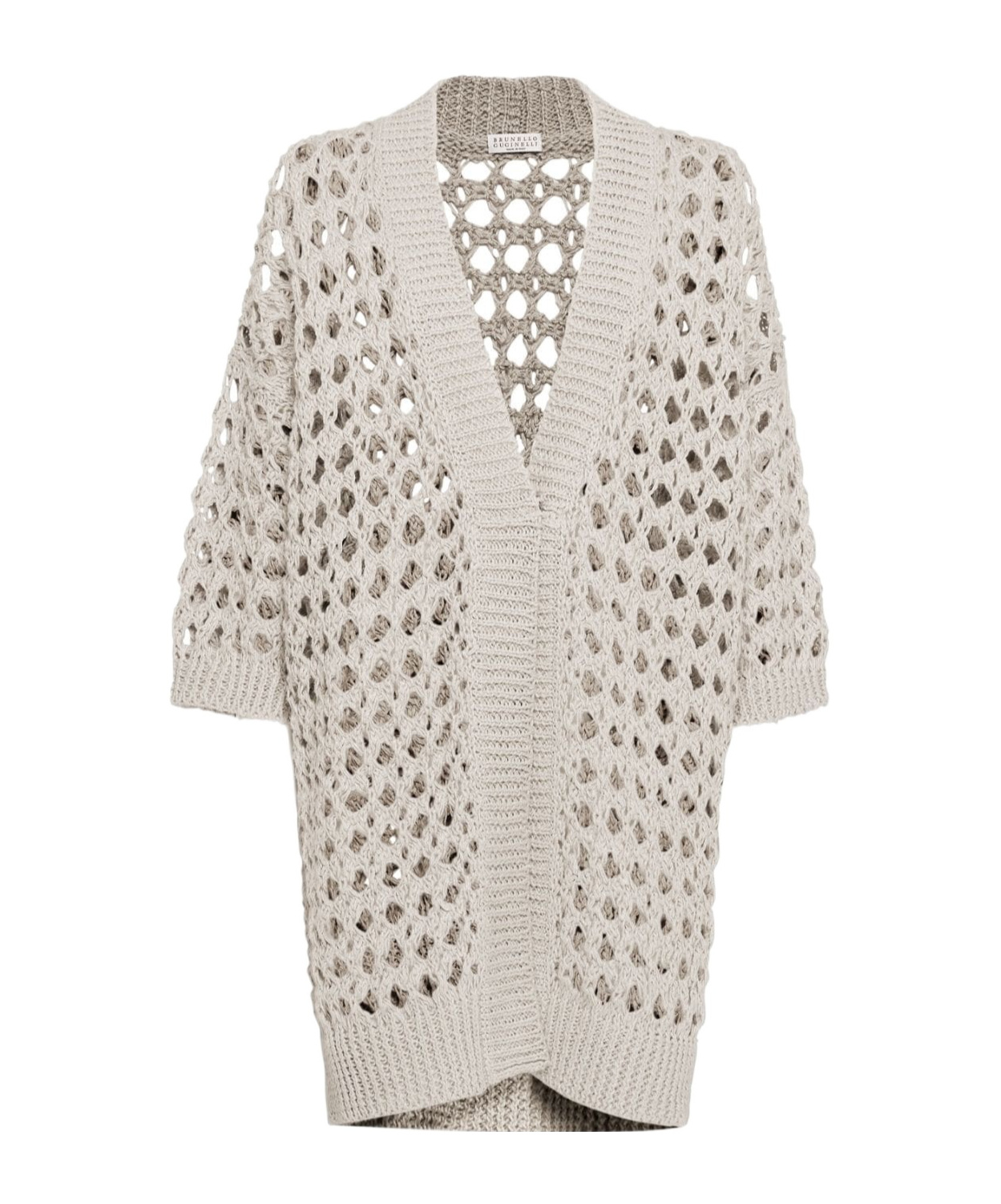 Brunello Cucinelli Open-knit Cardigan In Nude