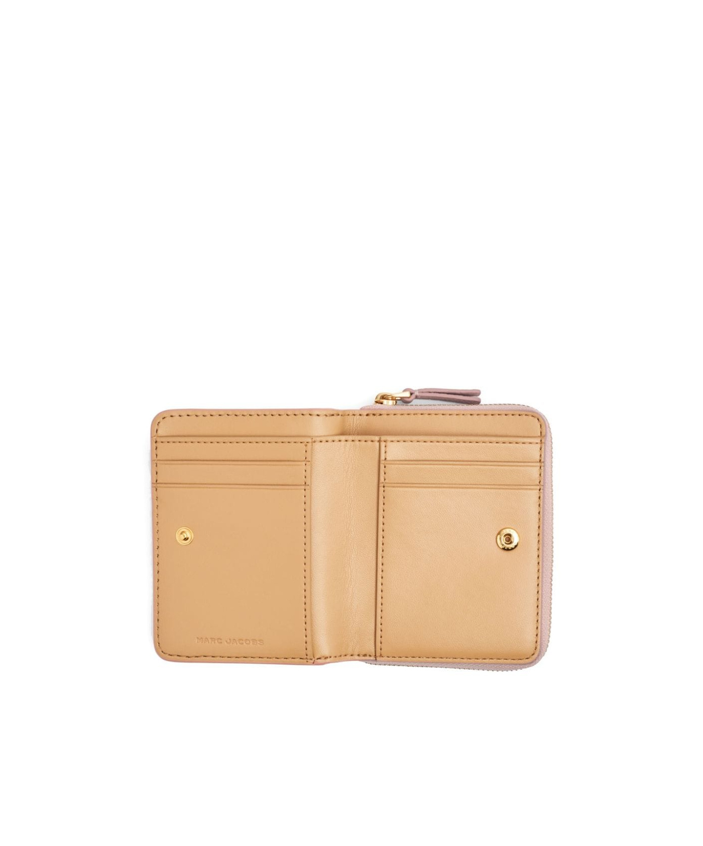 Marc Jacobs Logo Printed Zipped Mini Compact Wallet In Nude