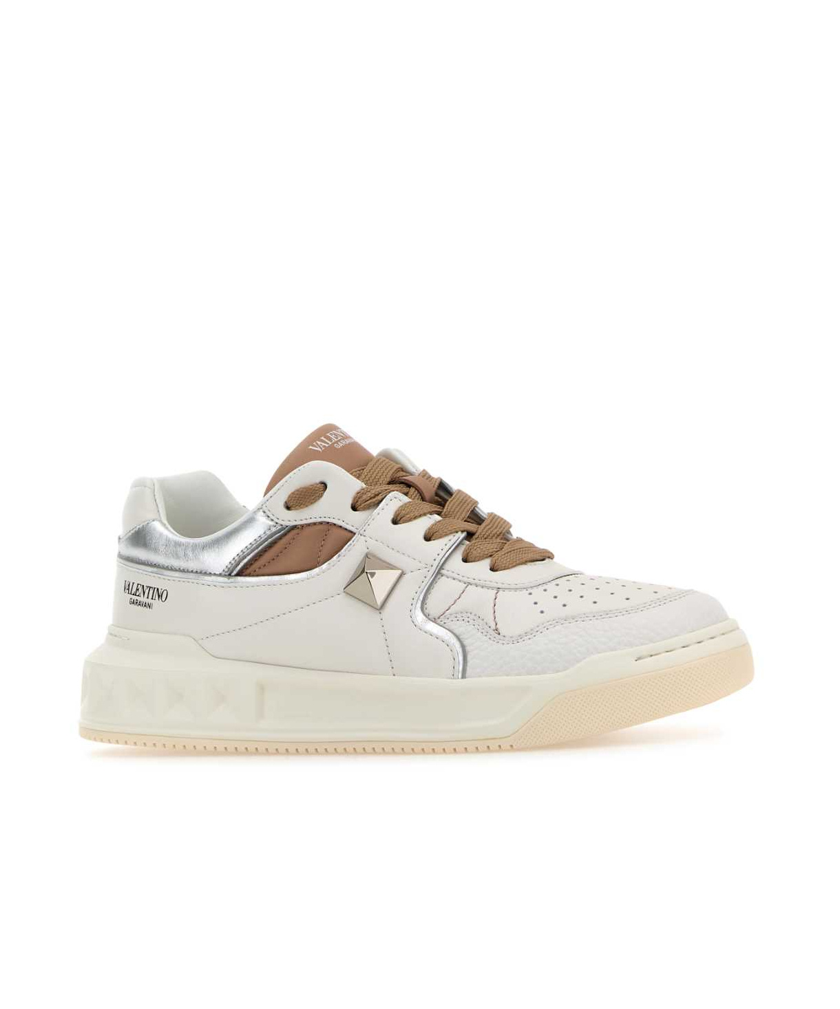 Valentino Multicolor Nappa Leather One Stud Sneakers In White