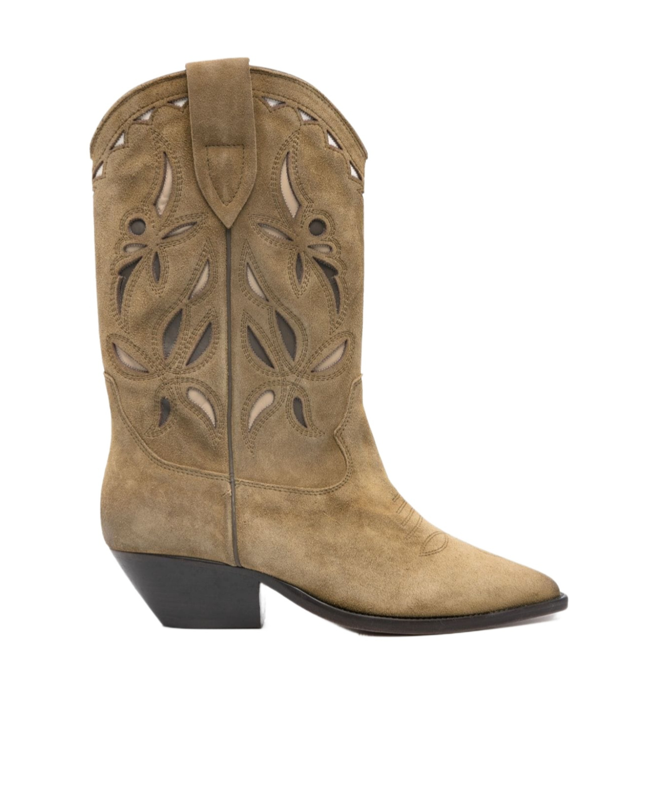 Isabel Marant Duerto Perforated Suede Western Boots In Brown