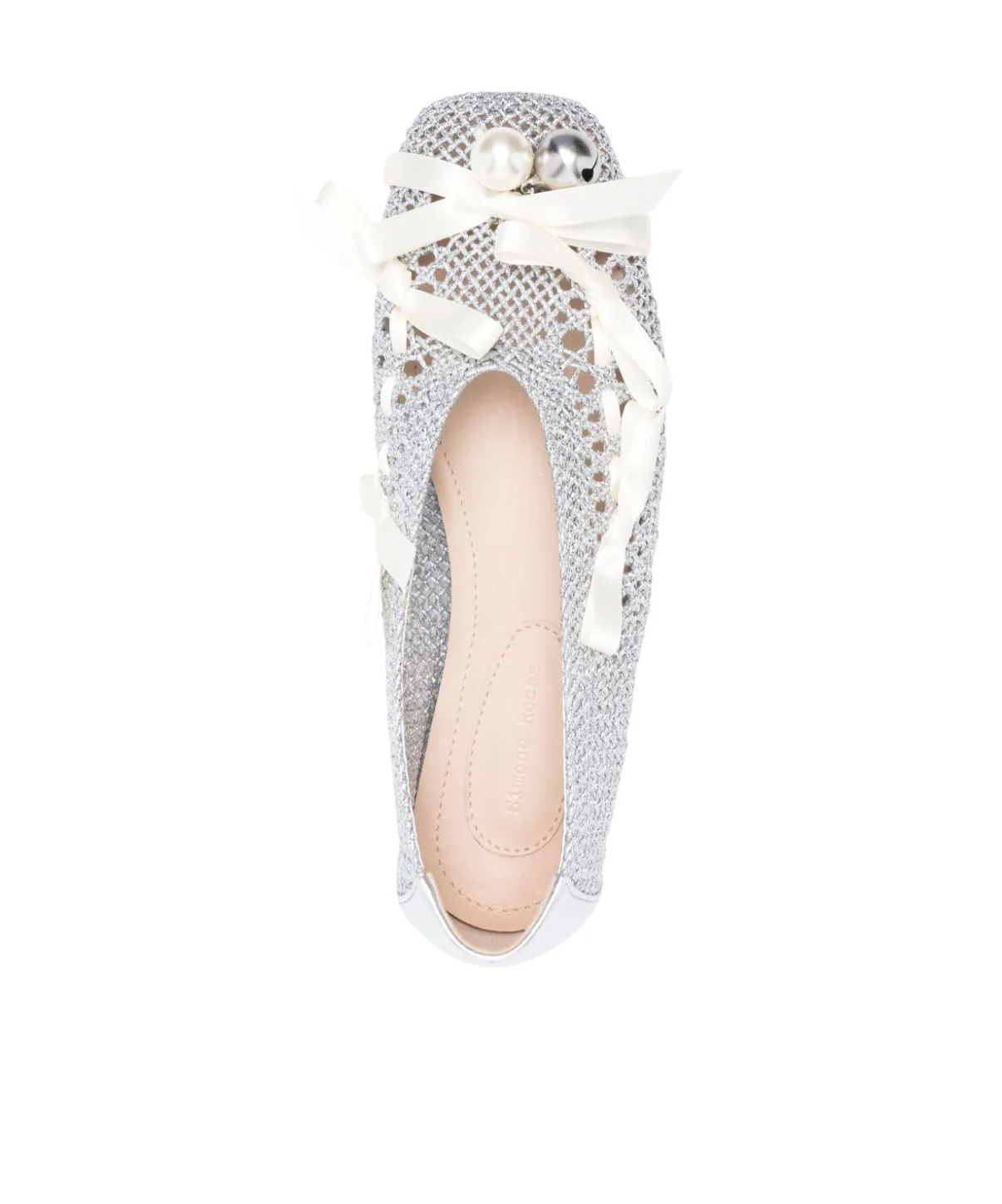Simone Rocha Bell-shaped Pendant Crocheted Knitted Ballet Shoes In White