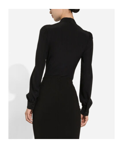 Dolce & Gabbana Bow-detailed Satin Shirt In Black
