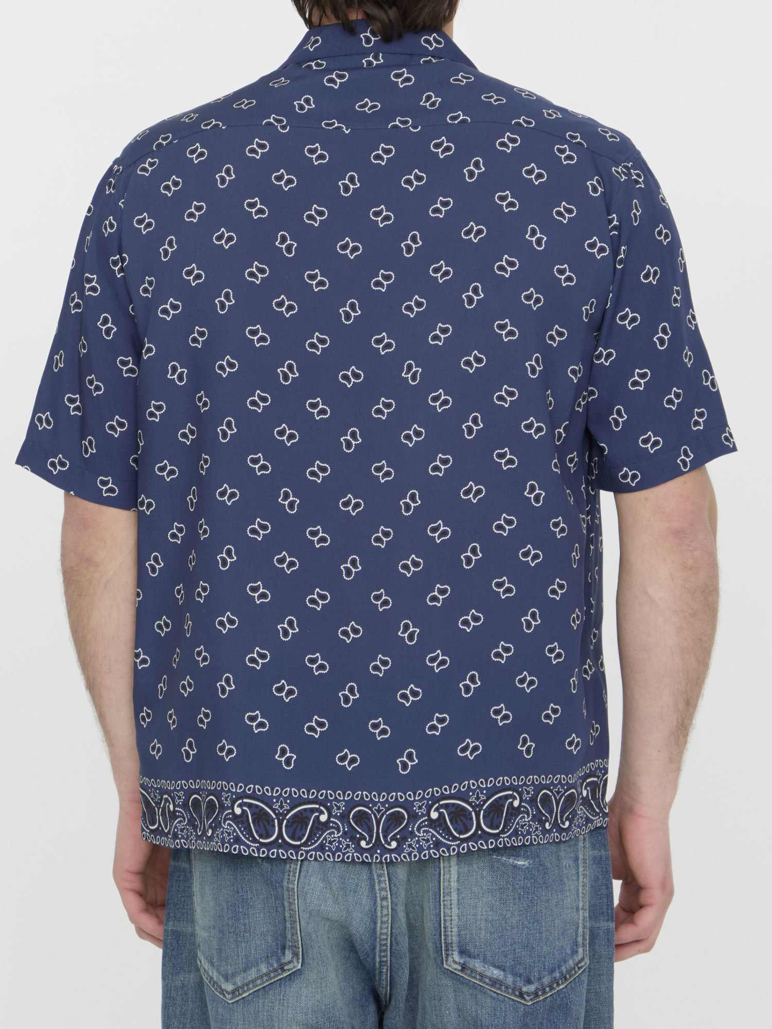 Palm Angels Paisley-print Bowling Shirt In Blue