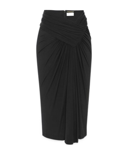 Saint Laurent Falda Shiny Negra Anudada A Cintura In Black