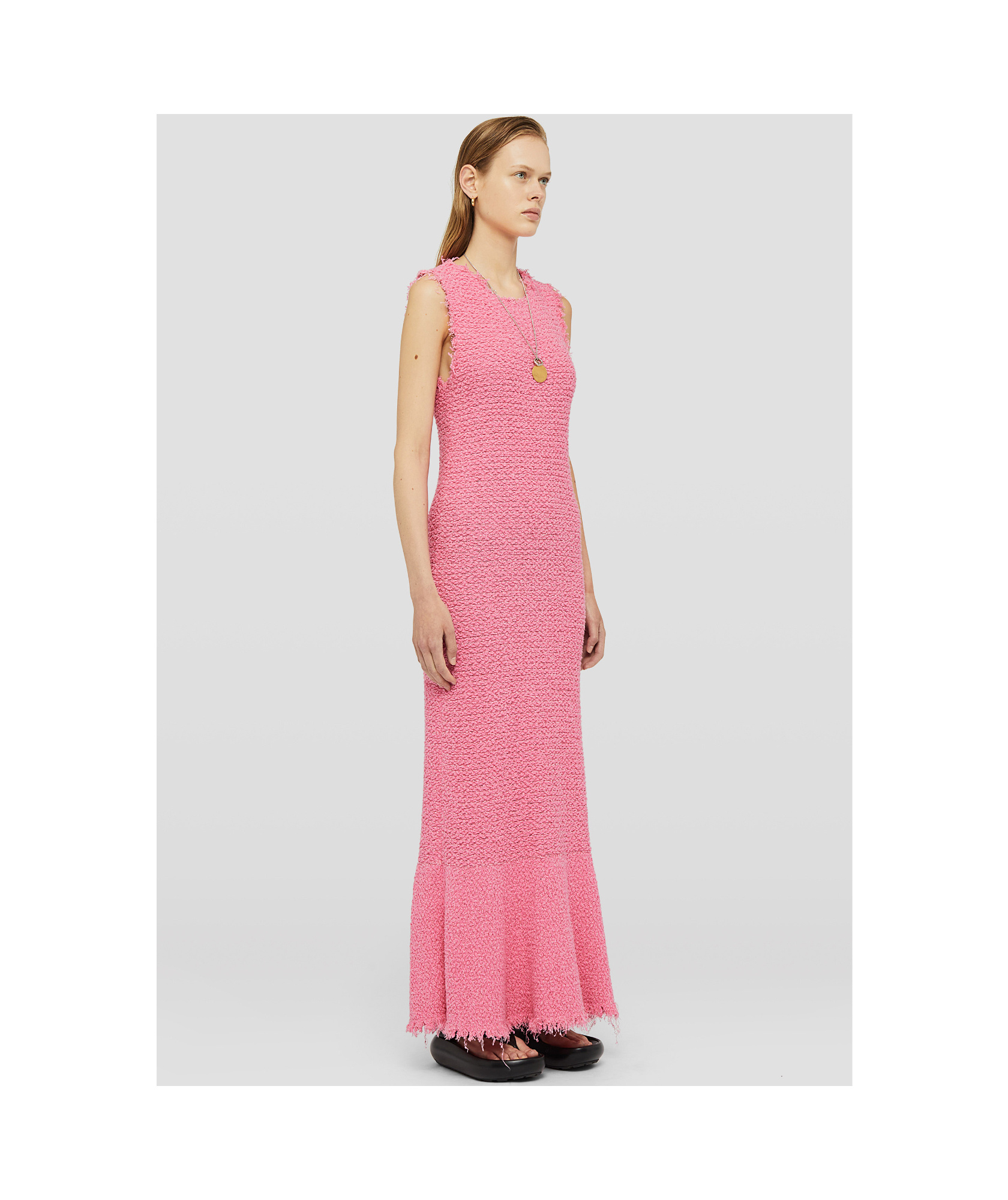 Jil Sander Embroidered Sleeveless Maxi Dress In Pink