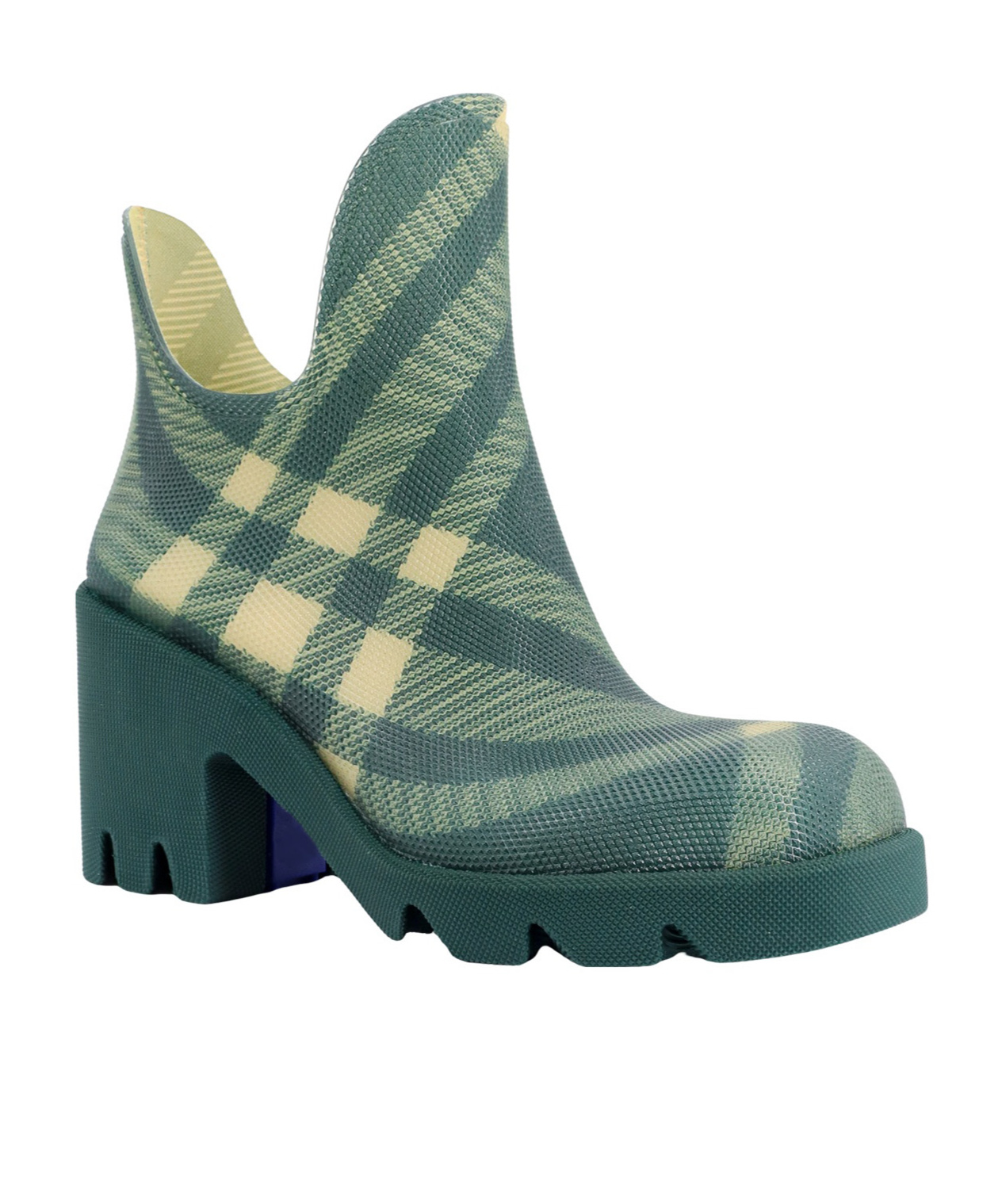Burberry Checked Ankle Lug Boots In Green