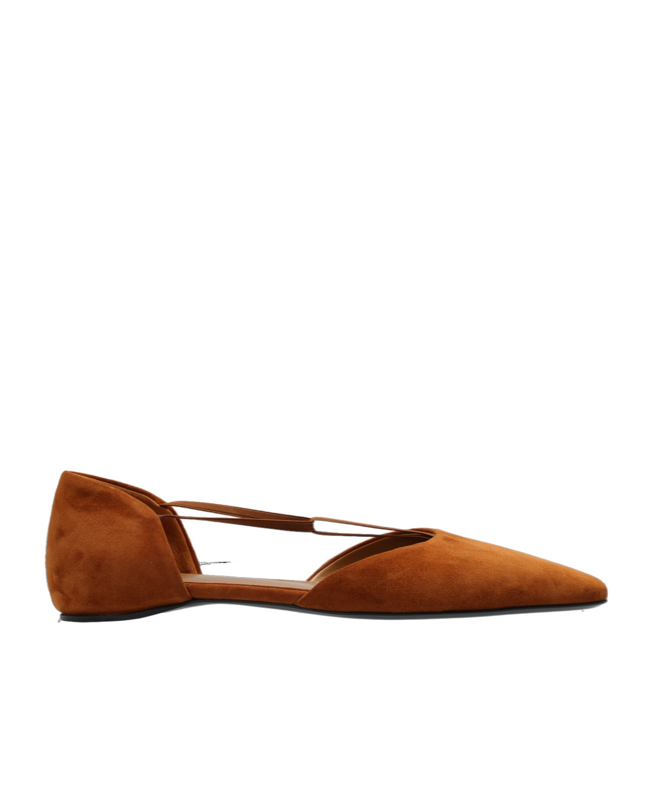 Totême The T-strap Suede Ballerina Shoes In Brown