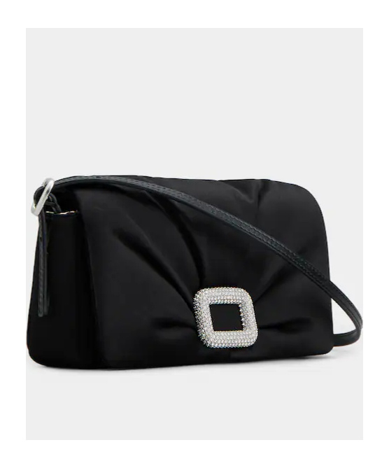 Roger Vivier Magnetic Button Opening And Closing Clutch In Black