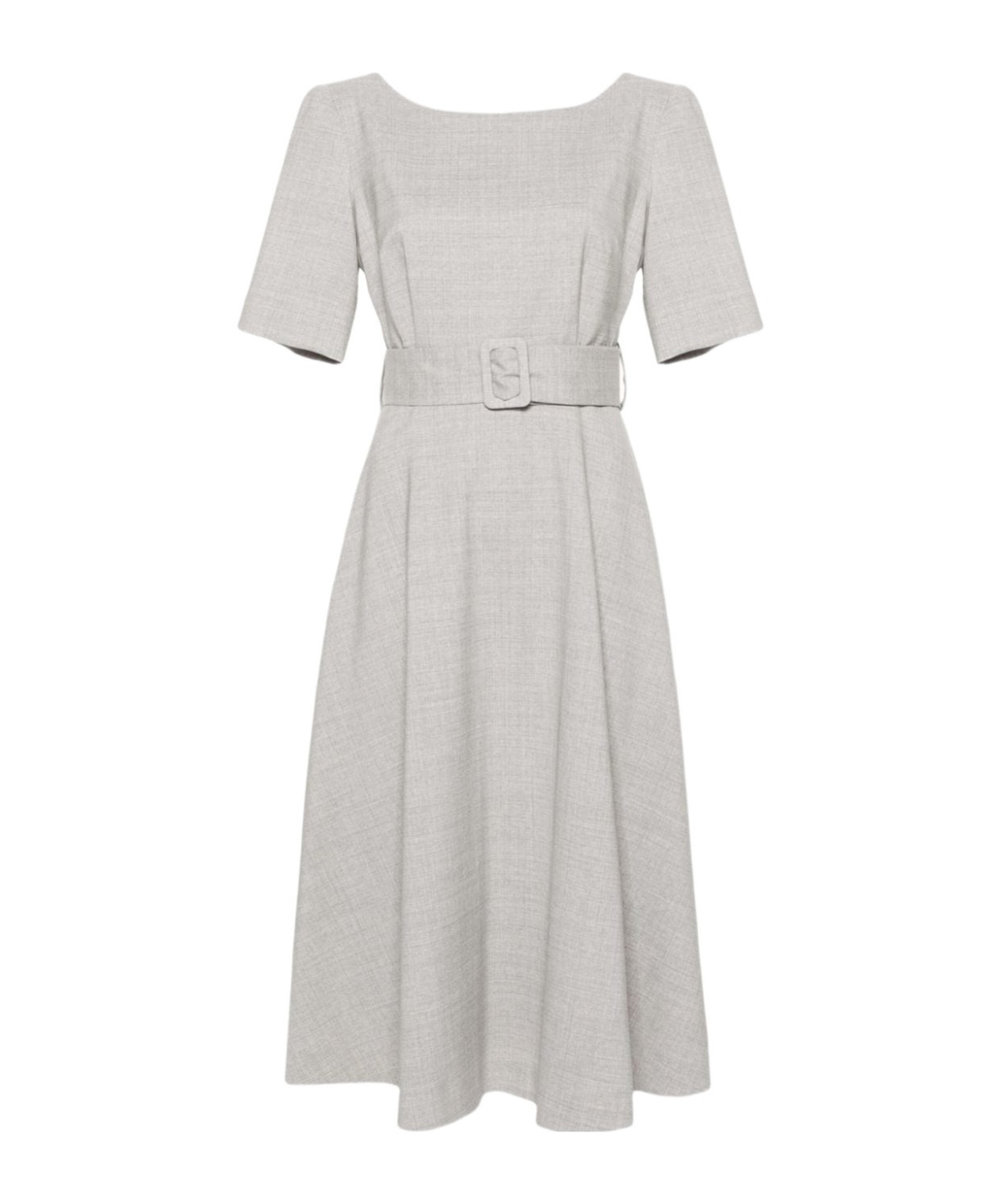 P.a.r.o.s.h Lille Flared Belted Midi Dress In White