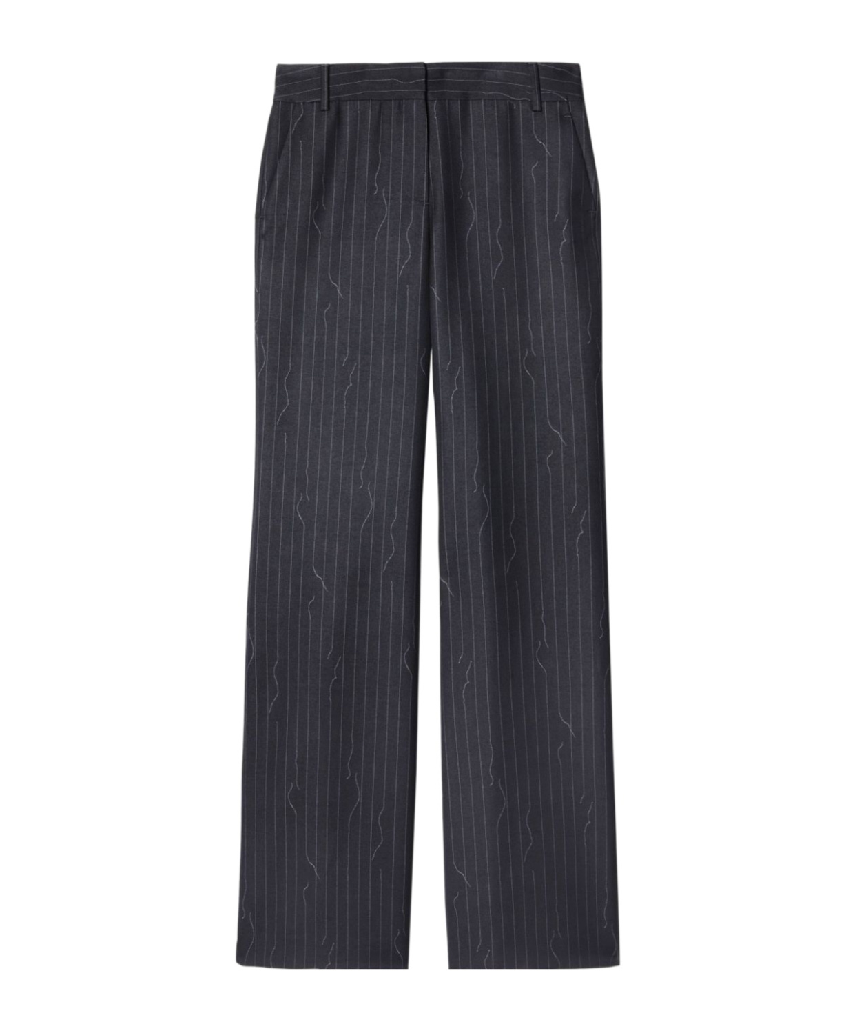 Off-white Pinstripe-pattern Virgin Wool-blend Trousers In Black