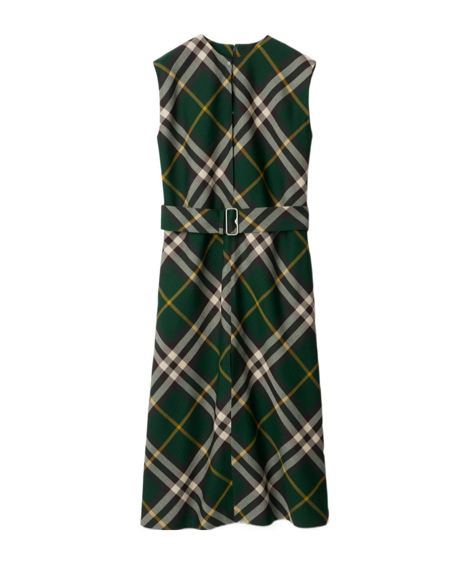 Burberry Sleeveless Nova Check Pattern Midi Dress In Black