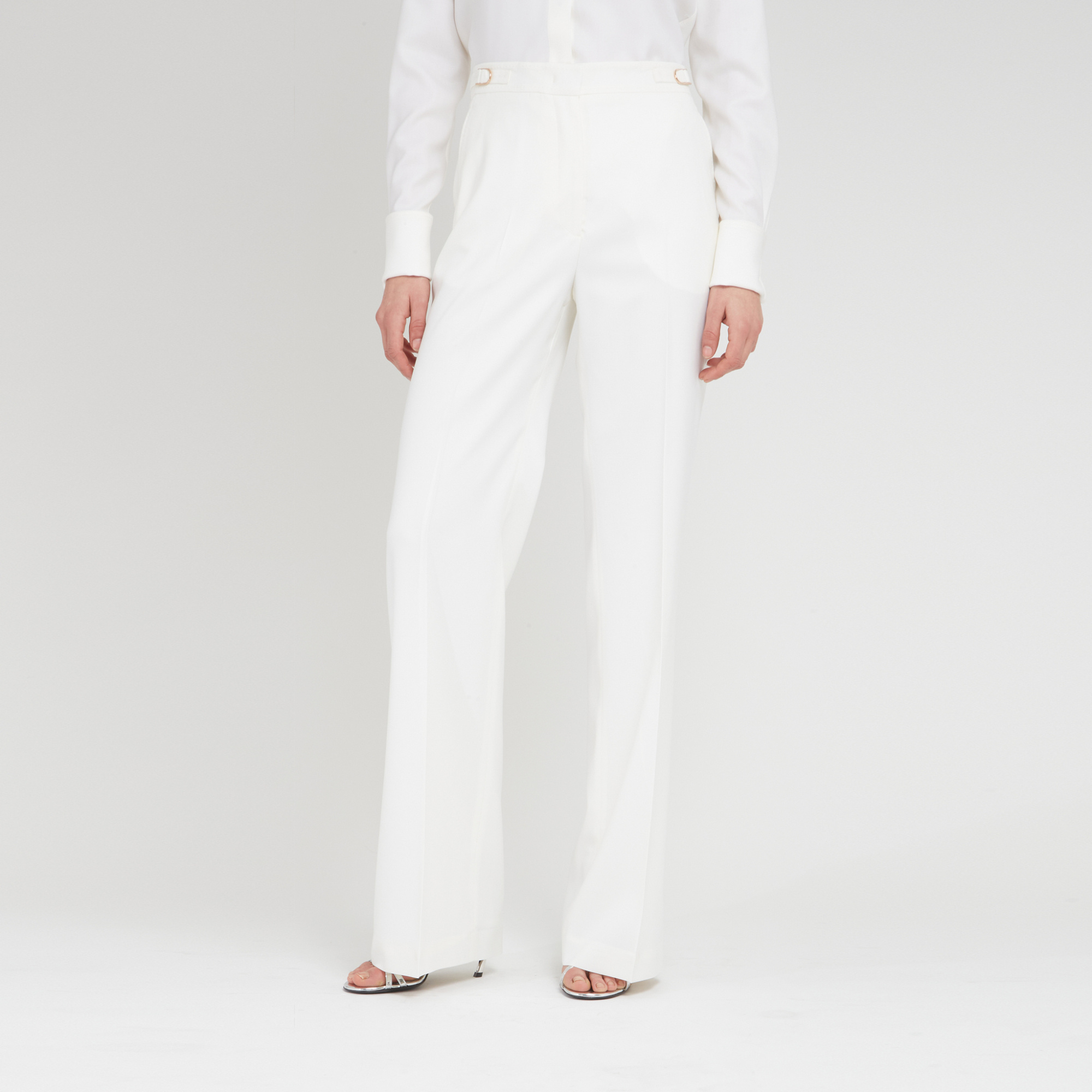 Shop Gabriela Hearst Front Pleated Casual Pants In White