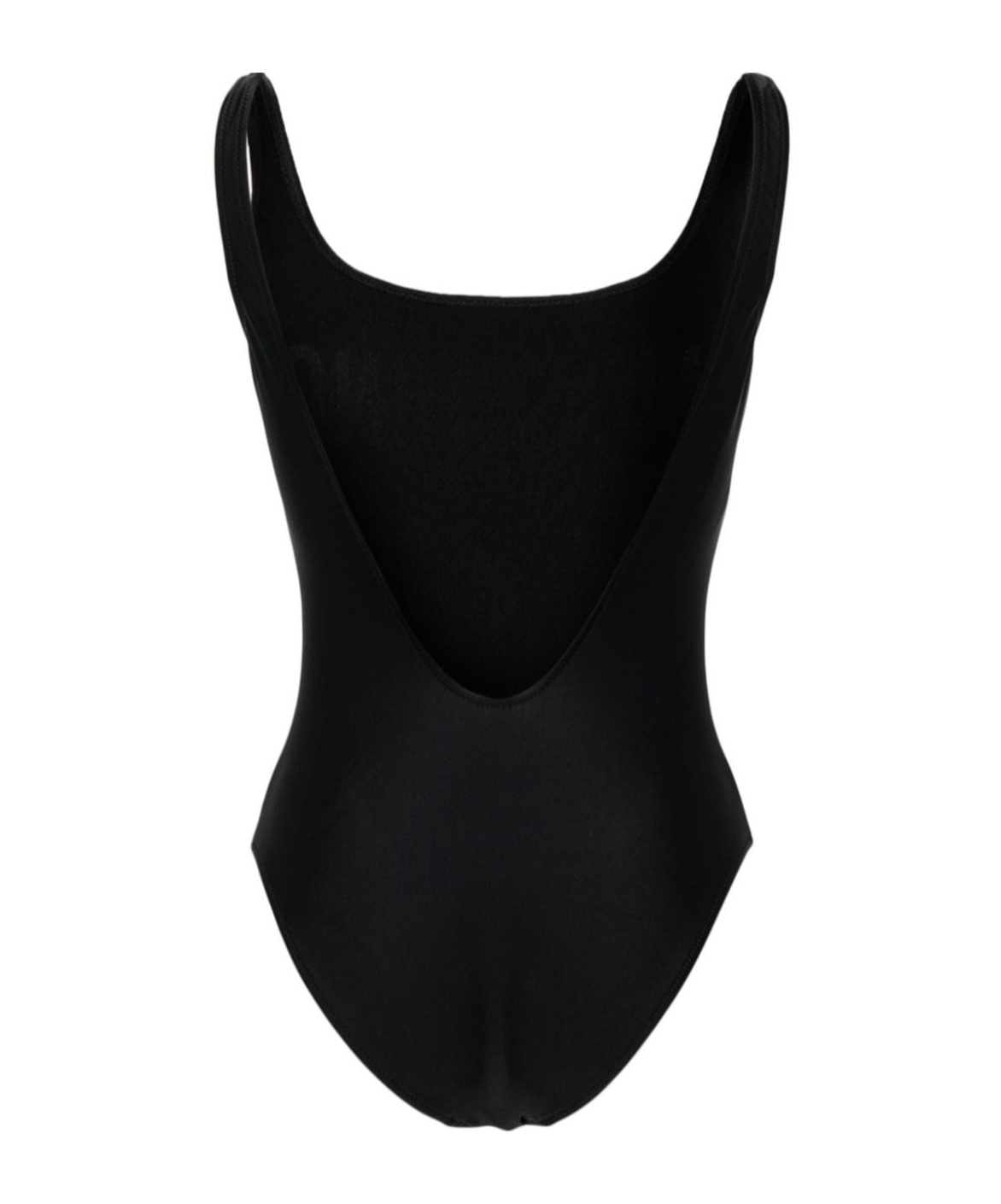 Moschino Logo-embroidered Open-back Swimsuit In Black