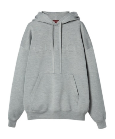 Gucci Extra Fine Knit Hooded Sweater In Gray