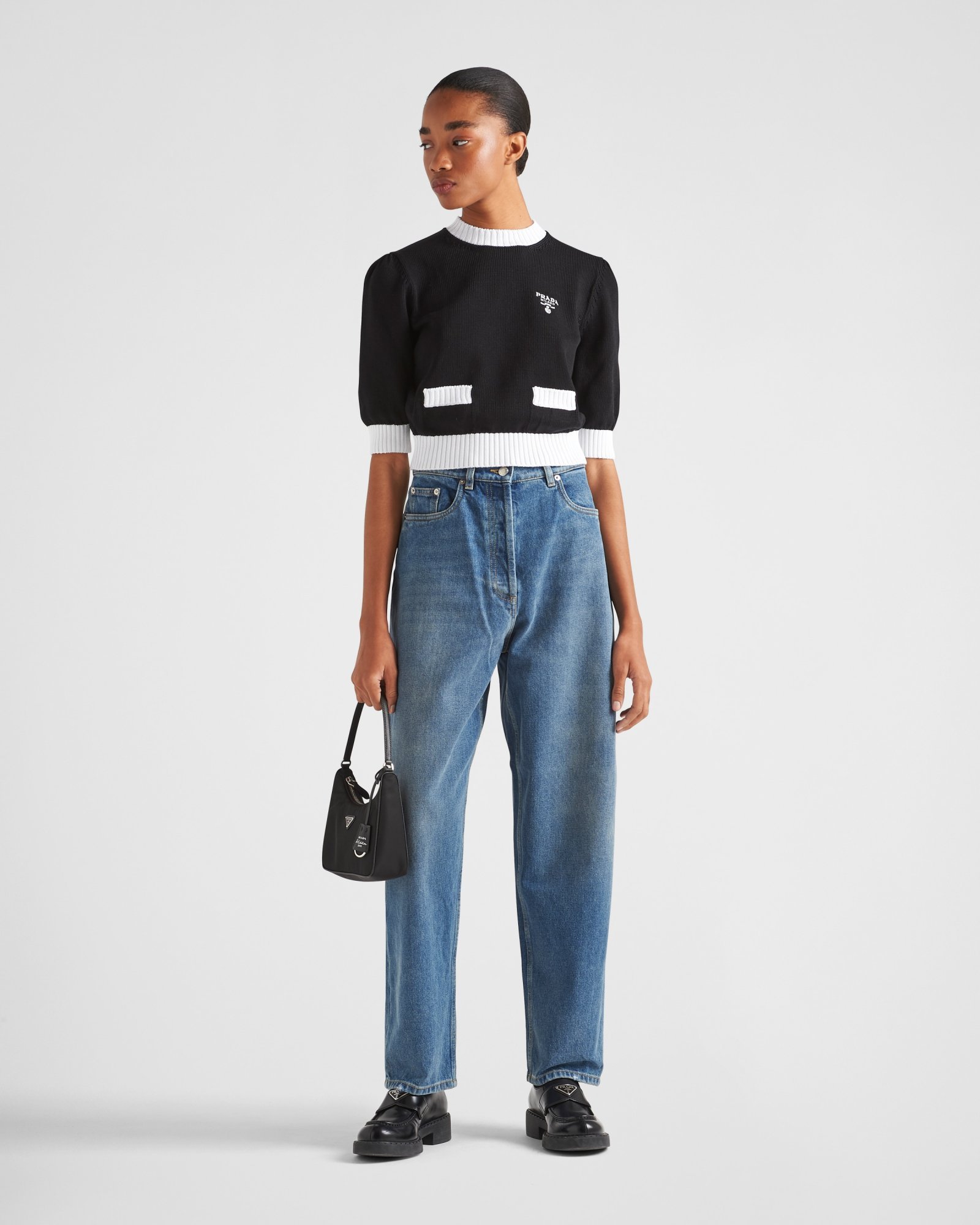 Prada High-rise Straight-leg Jeans In Medium Blue