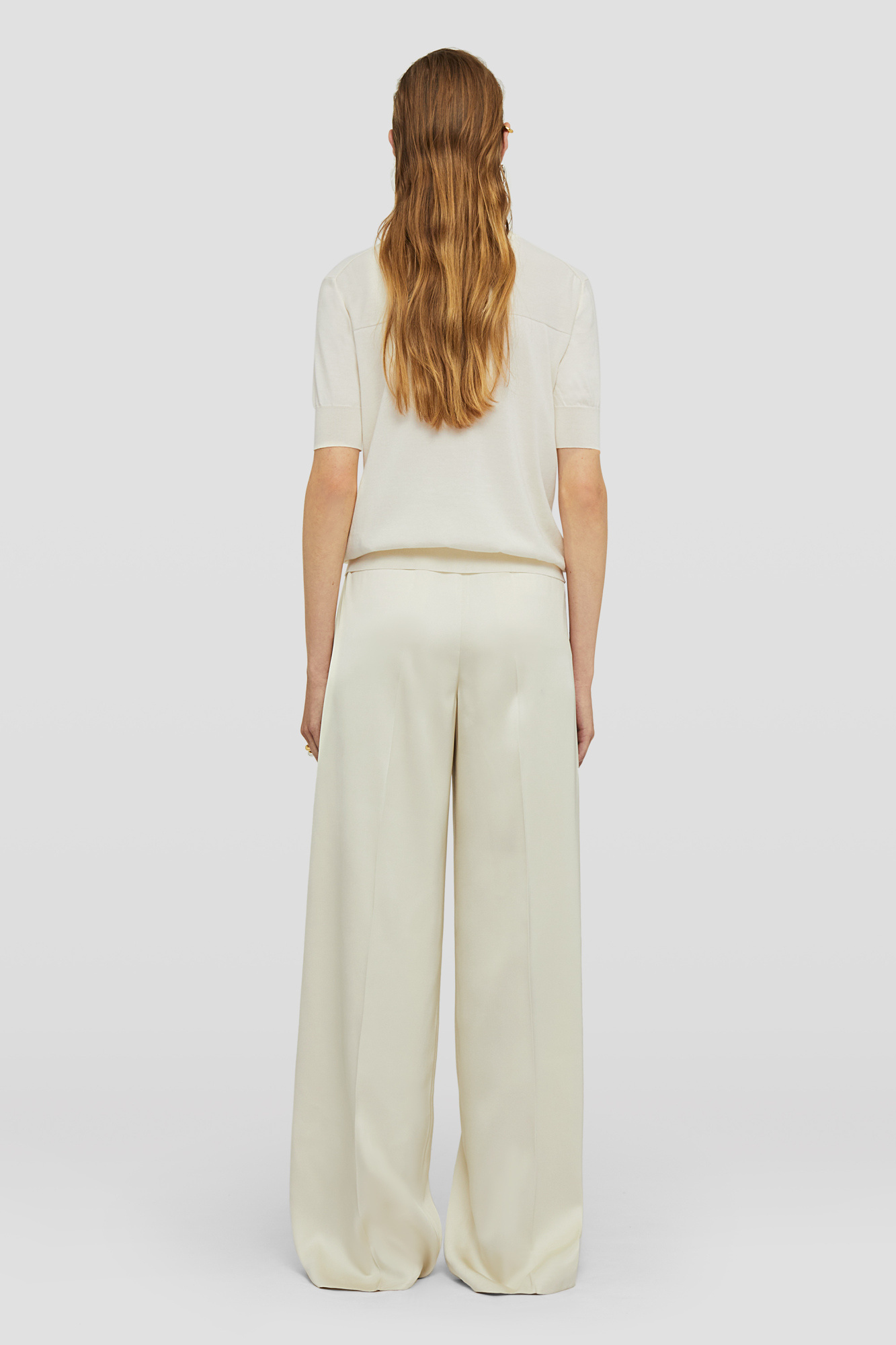 Jil Sander Wide Cream Trousers In Blend In White