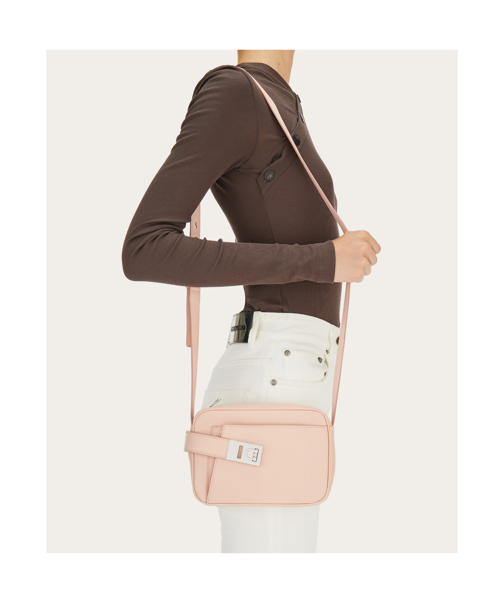 Ferragamo Small Archive Camera Case Crossbody Bag In Nude