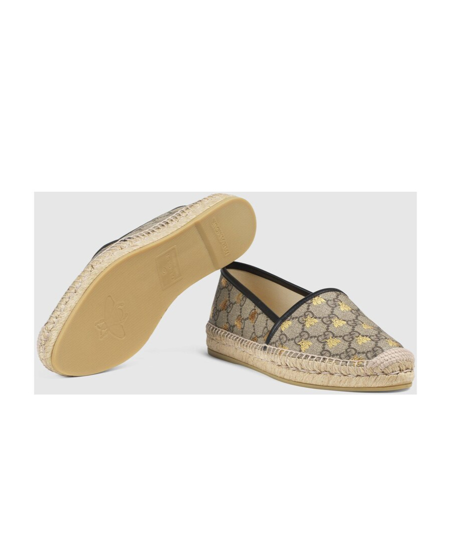 Gucci Gg Supreme Bees Espadrille In Black