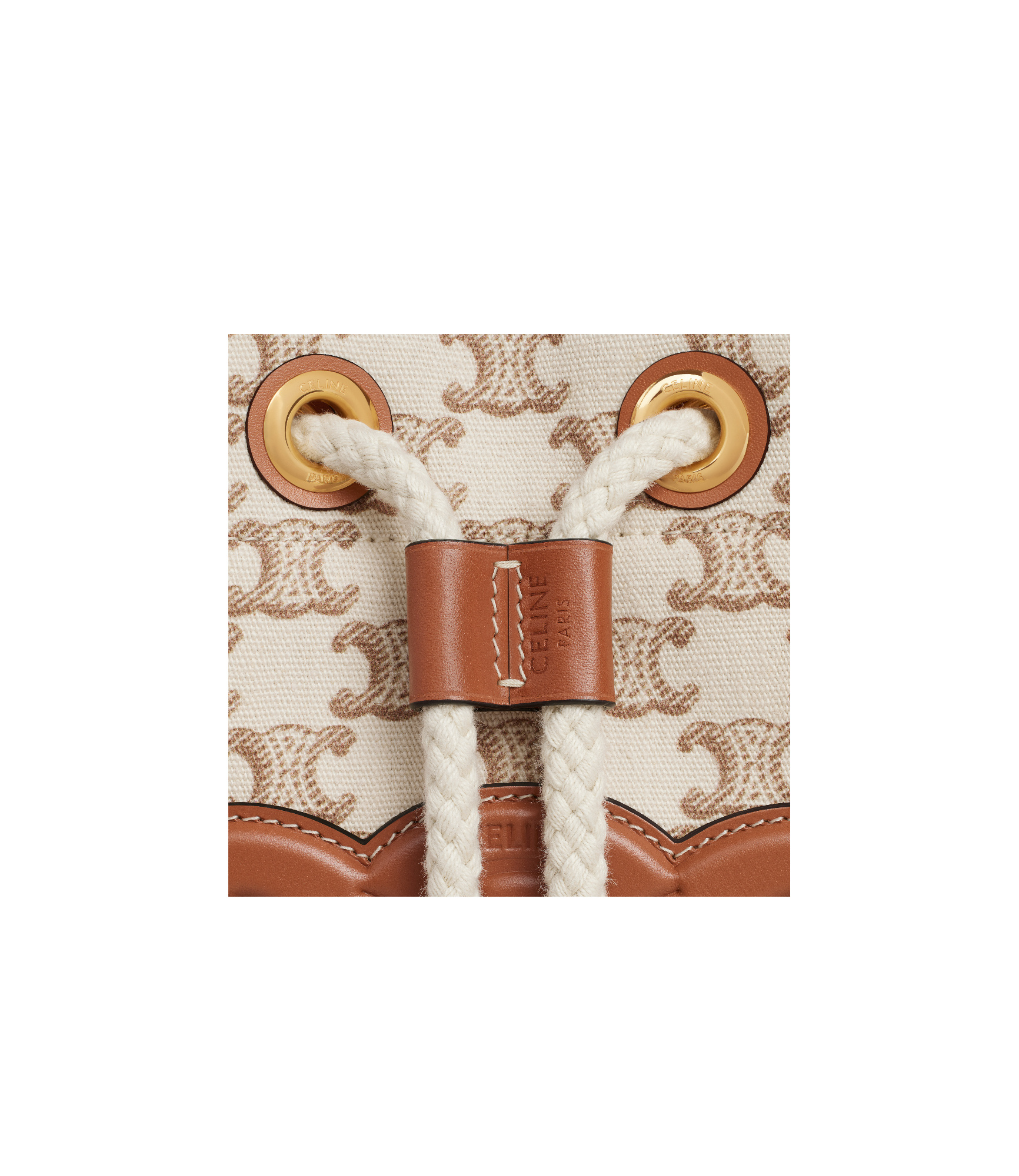 Celine Logo Drawstring Handbag In Nude