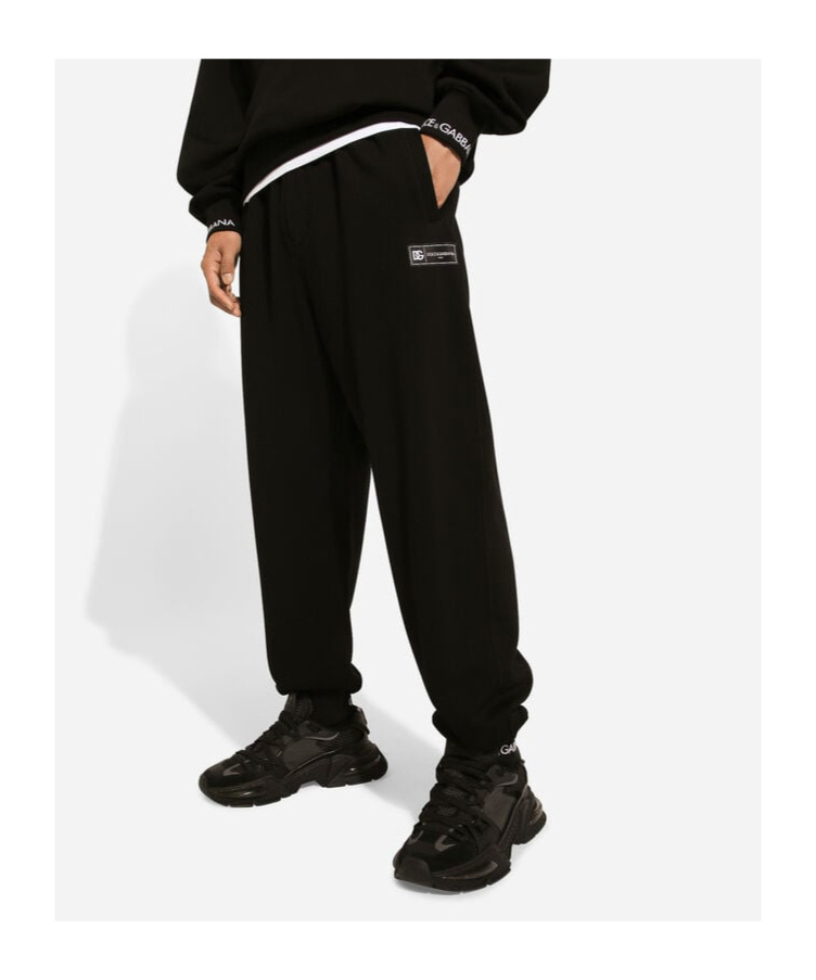 Dolce & Gabbana Logo-waistband Drawstring Track Pants In Black