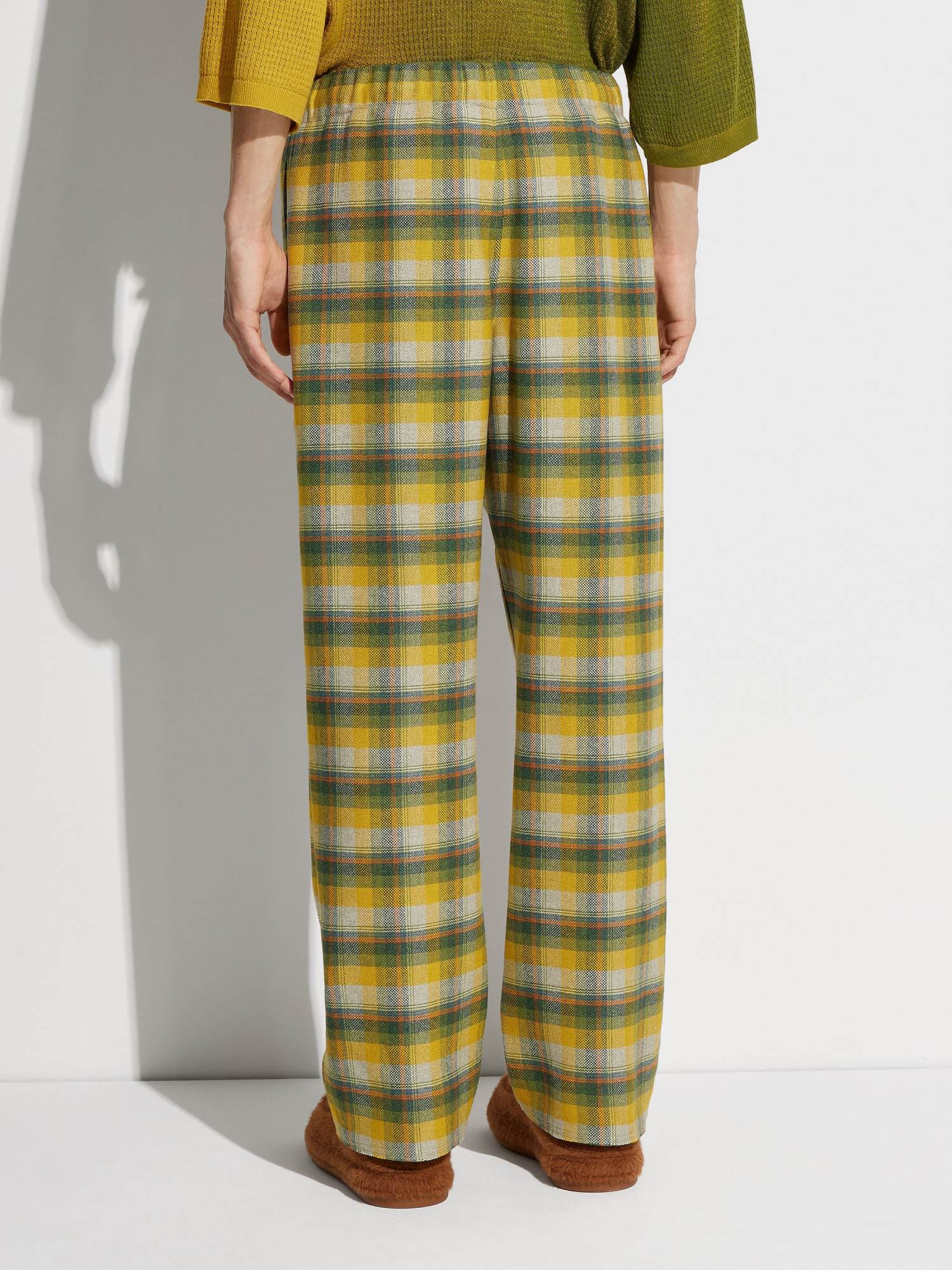 Shop Zegna Check-print Knitted Track Pants In Green