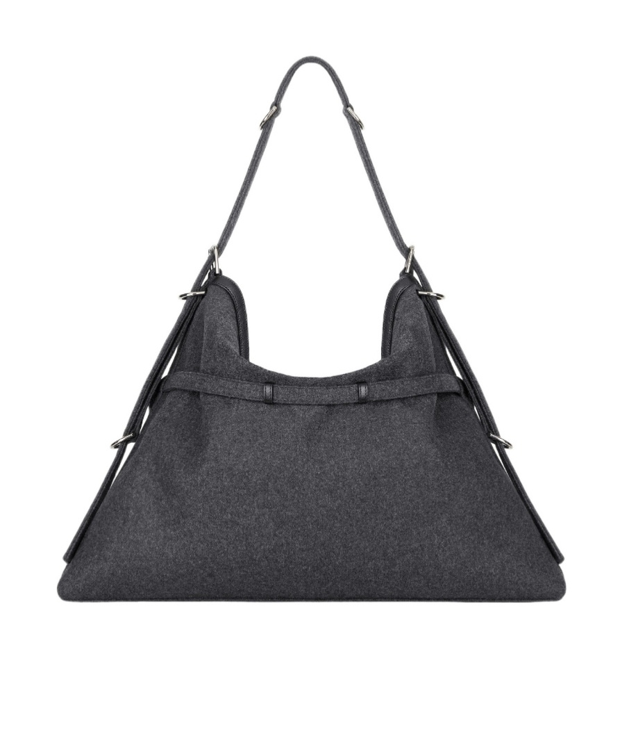 Givenchy Large Voyou Woolen Shoulder Bag In Gray