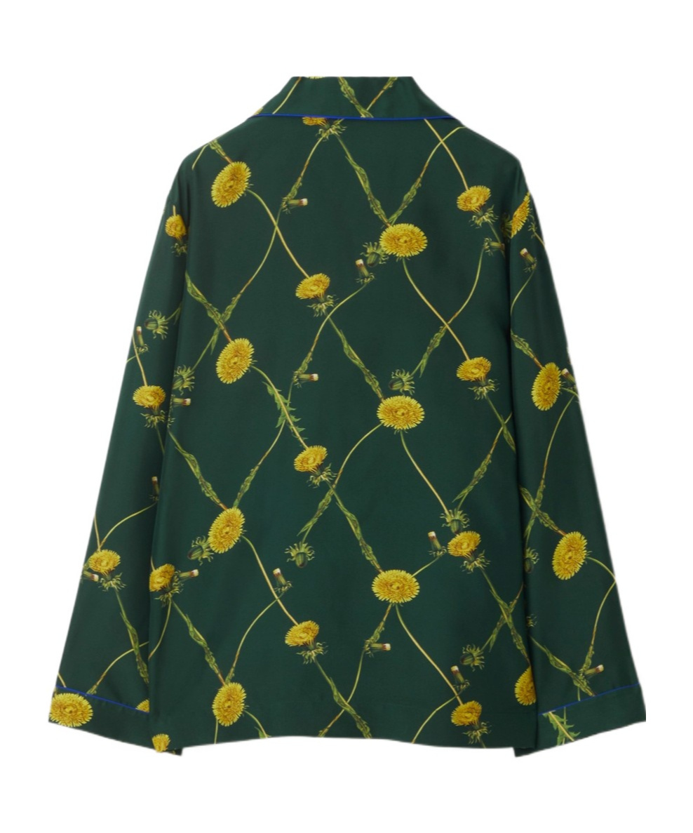 Burberry Dandelion-print Silk Pyjama Shirt In Green