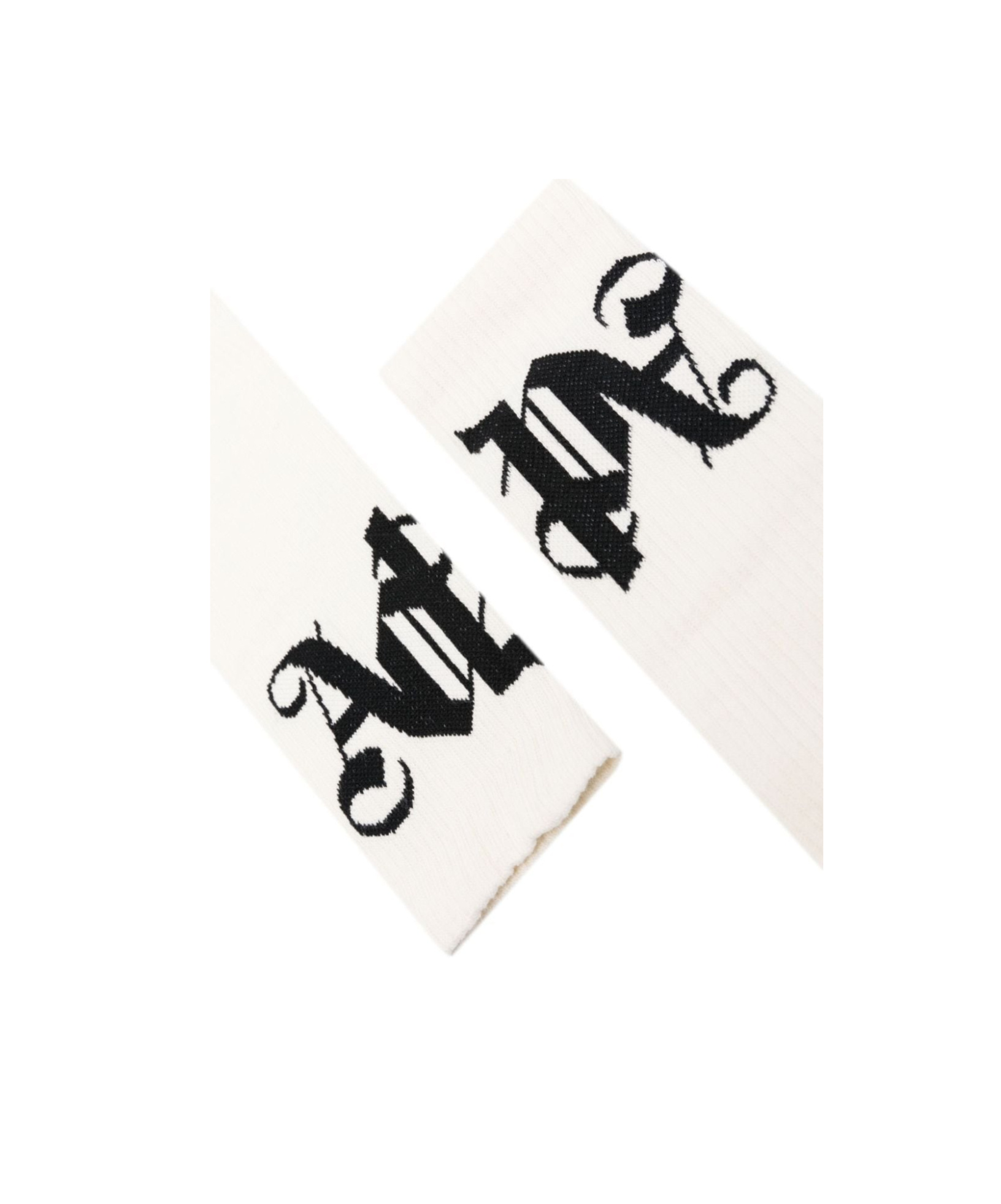 Palm Angels Monogram Jacquard Ankle-length Cotton Blend Socks In White