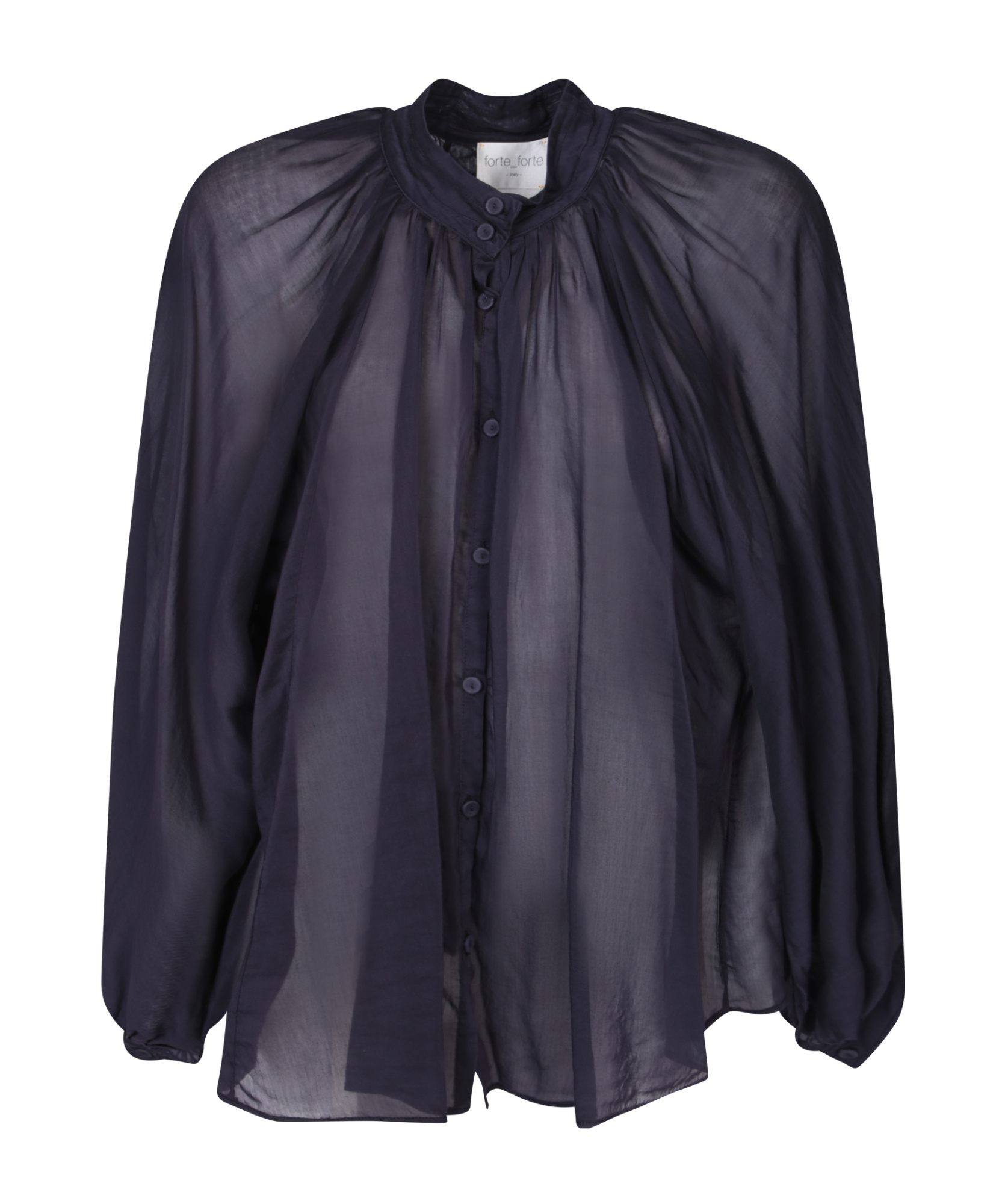 FORTE FORTE TRANSLUCENT COLLARLESS SHIRT