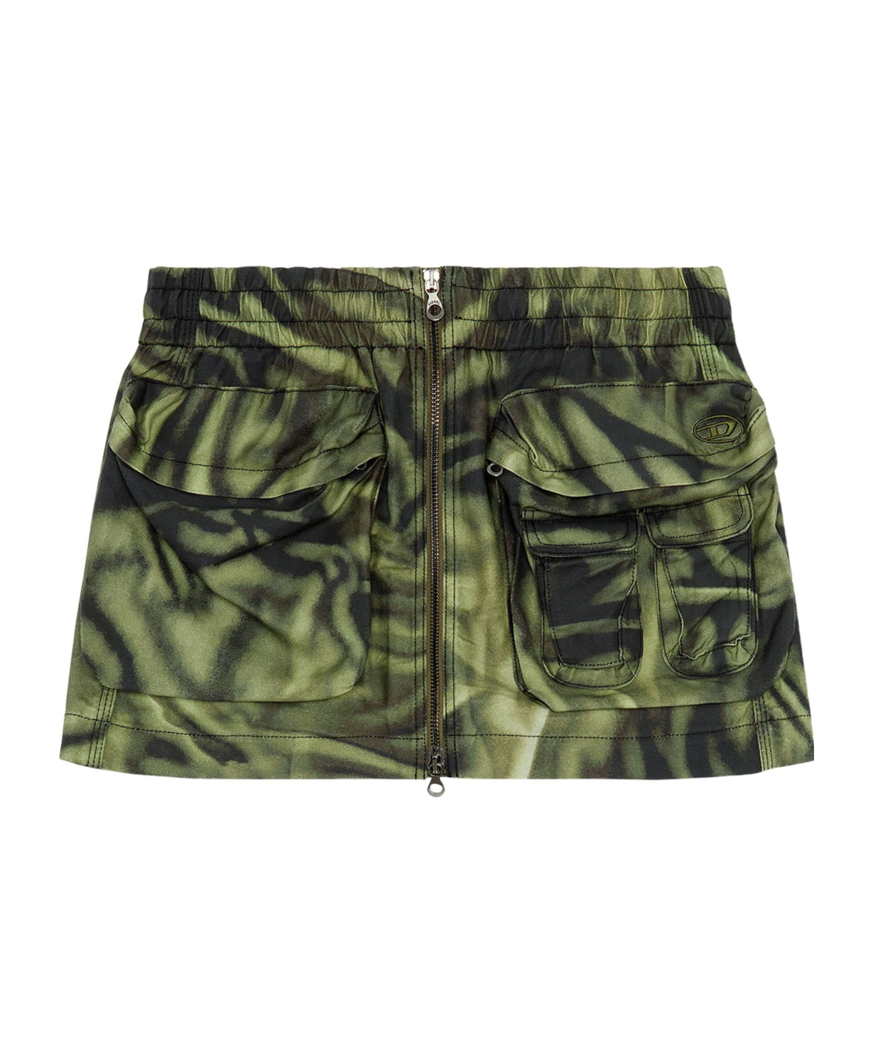 Diesel O-mirty Zebra-print Miniskirt In Green