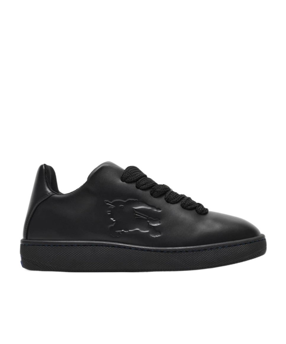 Shop Burberry Ekd Logo-embossed Leather Sneakers In Black