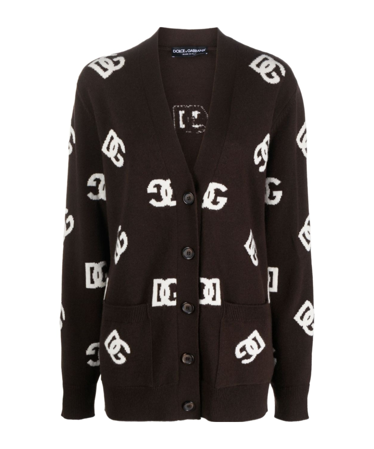 Dolce & Gabbana Dg Monogram Cardigan In Black