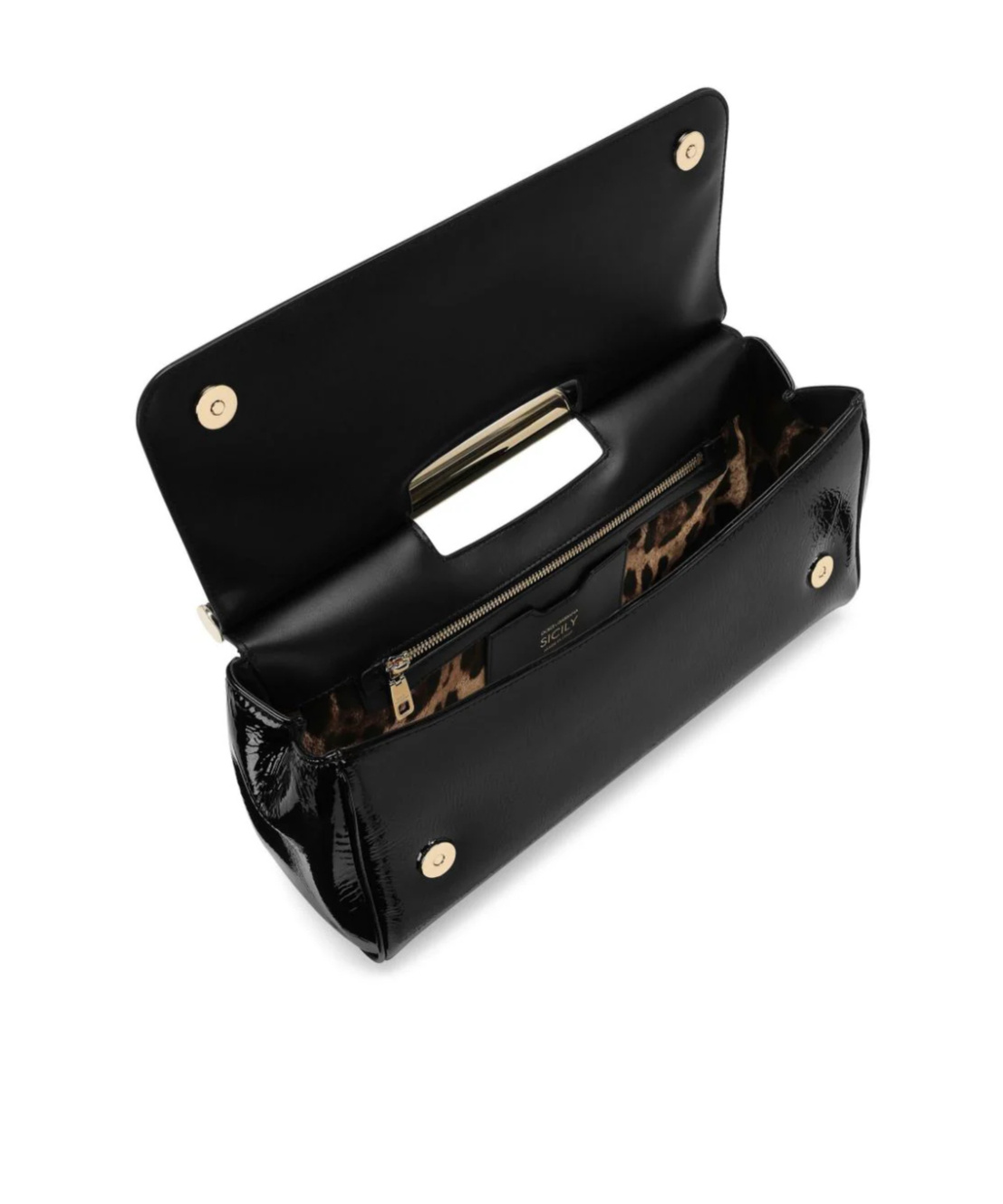 Dolce & Gabbana Patent-leather Clutch Bag In Black