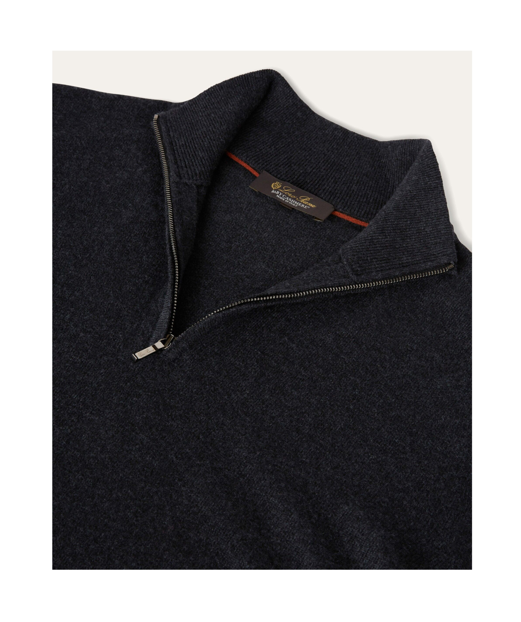 Loro Piana Semi-zipper Sweater In Black/gray Mixed Color
