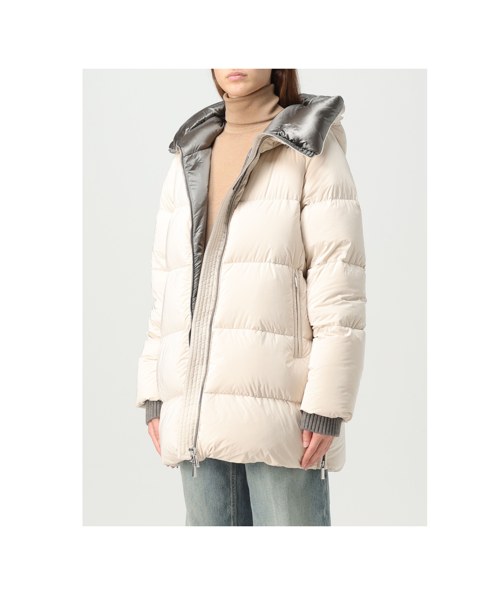 Moorer Hooded Puffer Jacket In White