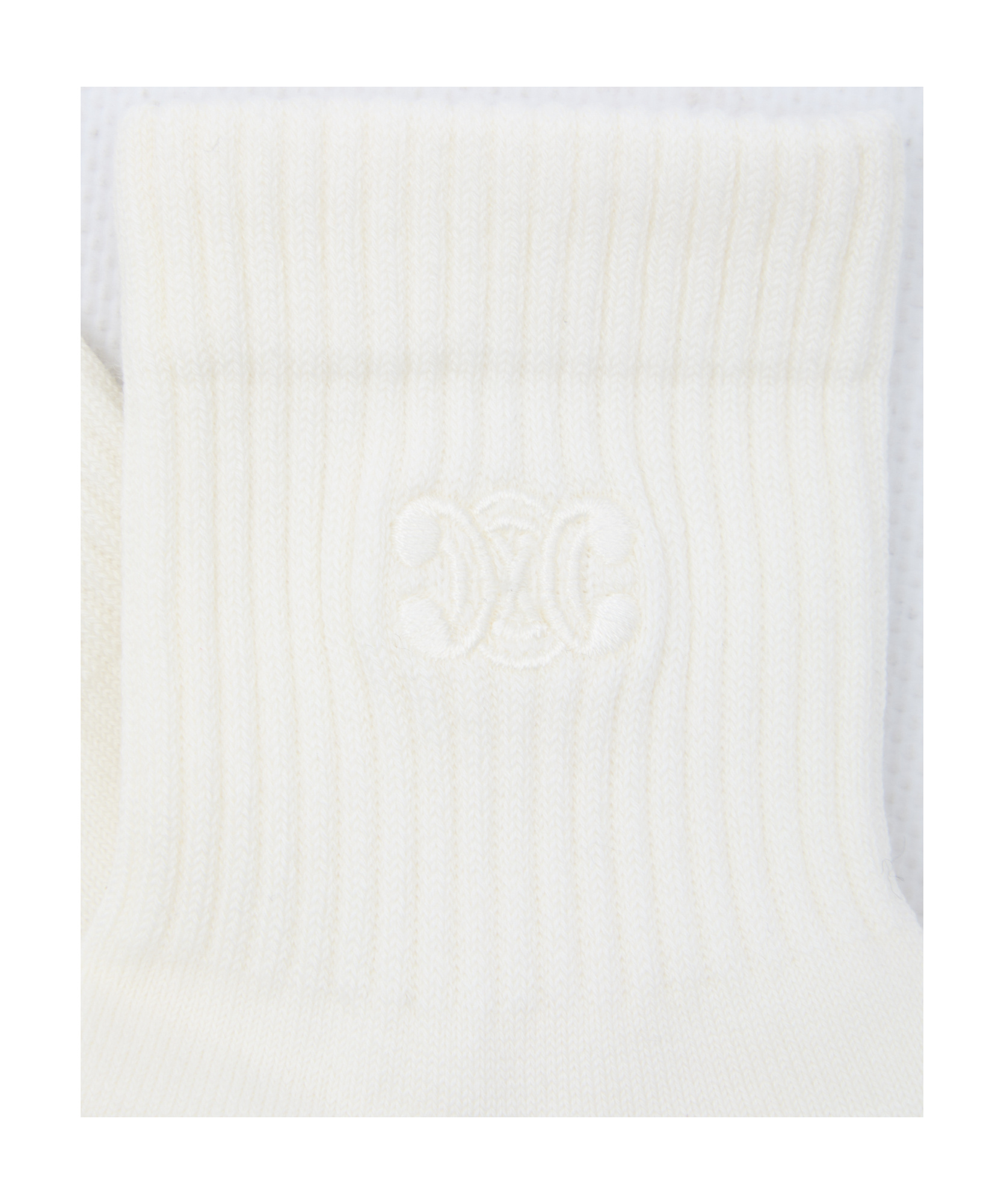 Celine Triomphe Rib Socks In Nude