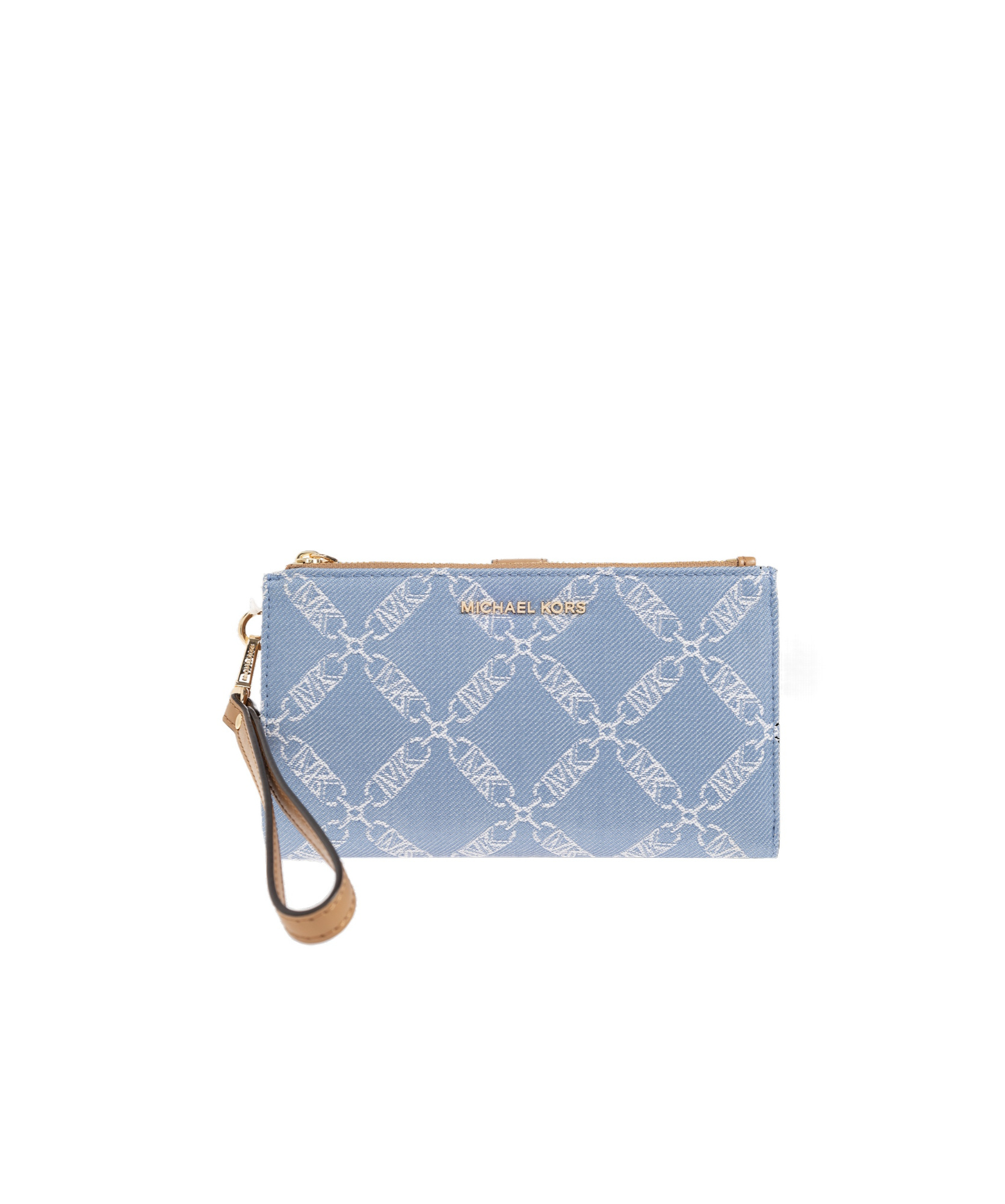 Michael Michael Kors Monogram-jacquard Denim Wallet In Blue